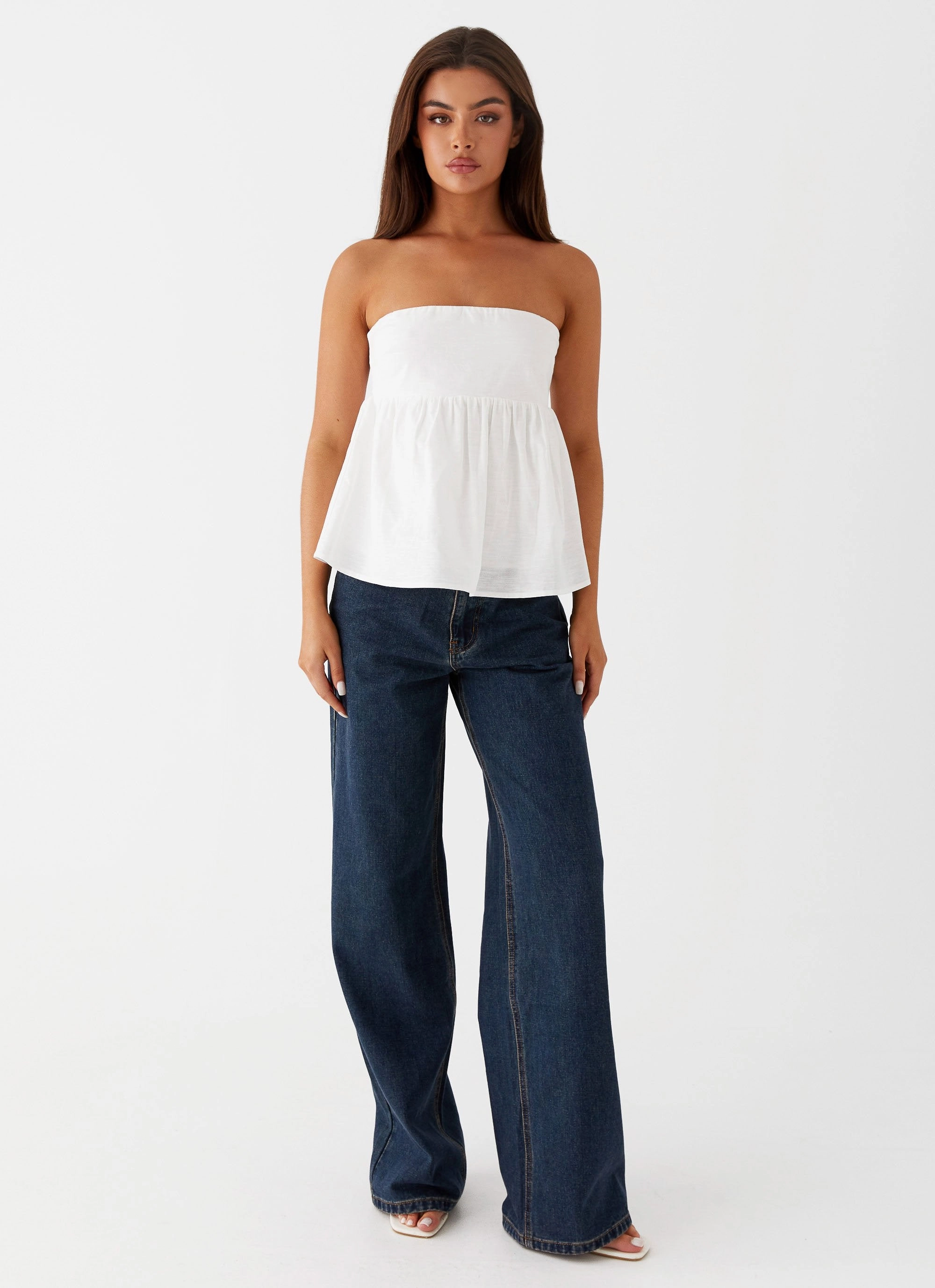 Cassie Tube Top - White Comfy Layer StaticResistantFabric