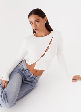 Cassius Long Sleeve Top - Ivory CompressionFit MoistureWicking