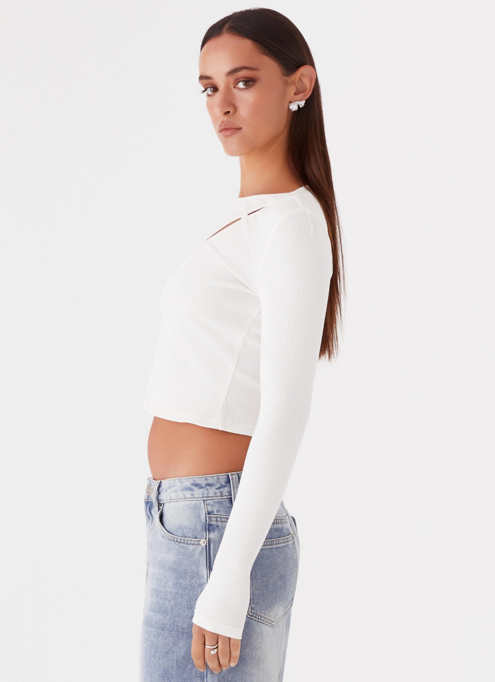 Sustainable Material Blend Cassius Long Sleeve Top - Ivory