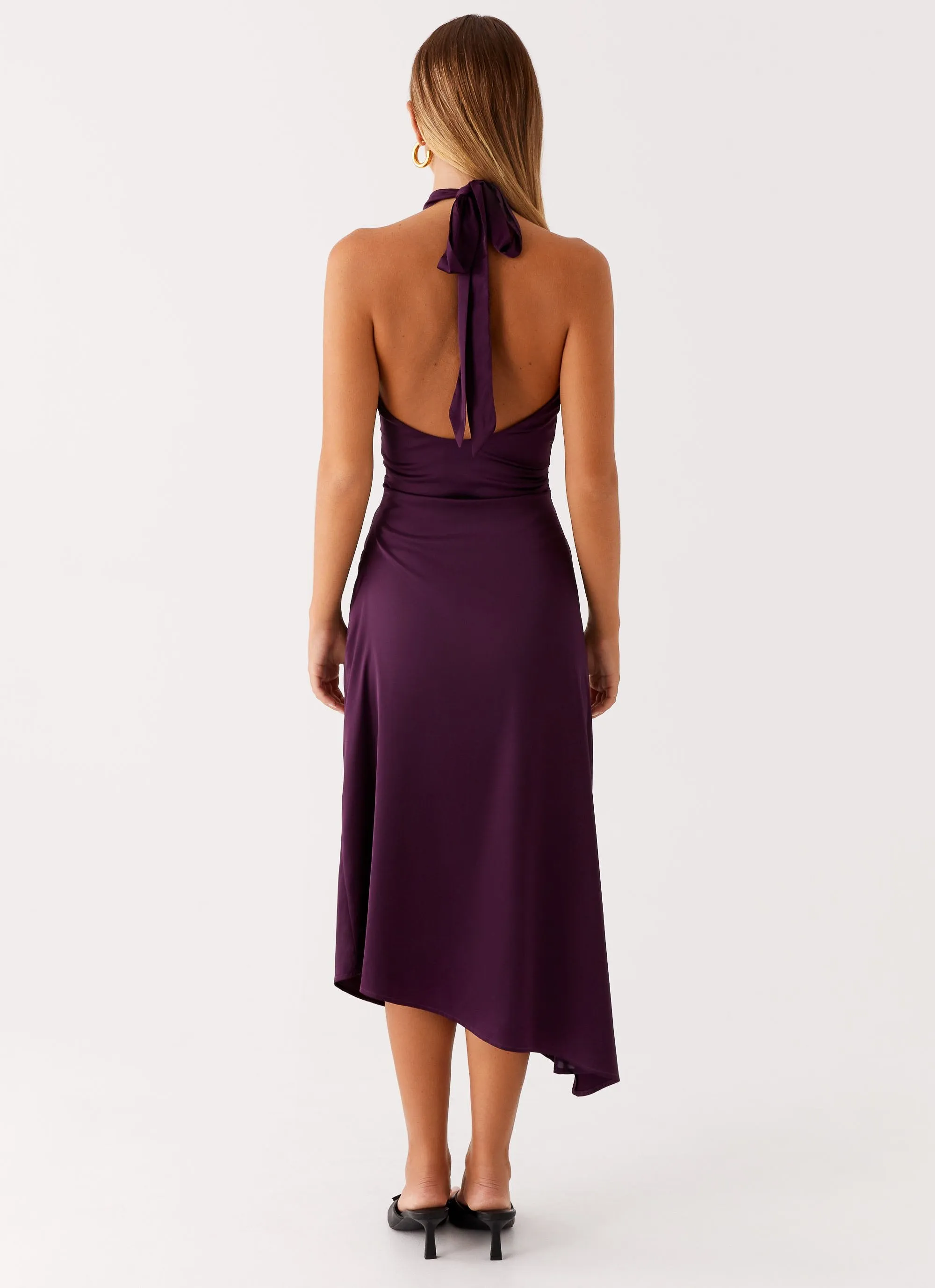 Subtle Details Mature appeal Casta Halterneck Midi Dress - Plum