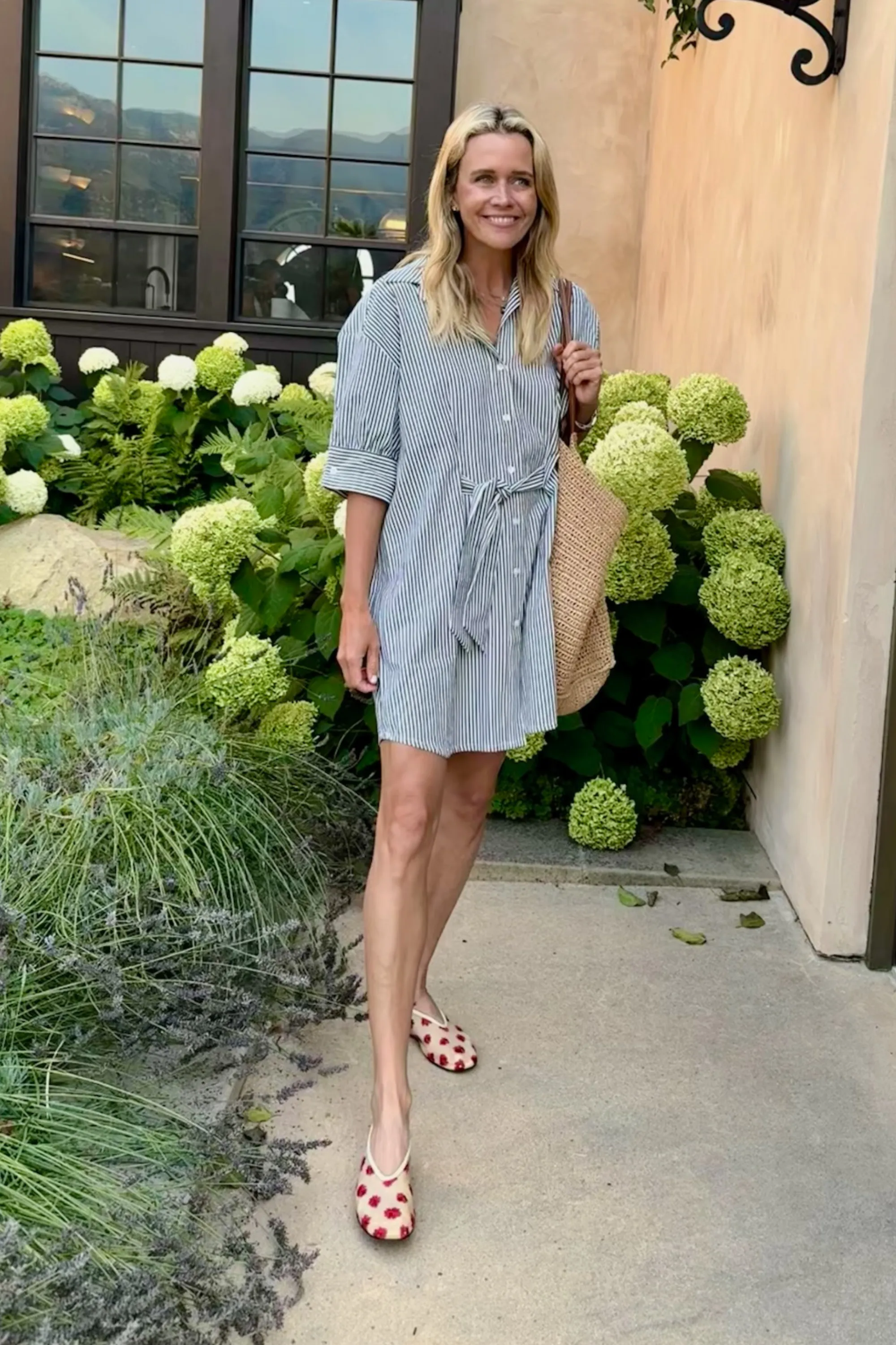 MASONS DAUGHTER | Anna Dress, Navy Striped Seersucker Walkable Flow