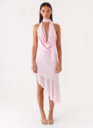 Casual Comforts Layna Scarf Midi Dress - Pink Layna Scarf Midi Dress - Pink Denim Blend