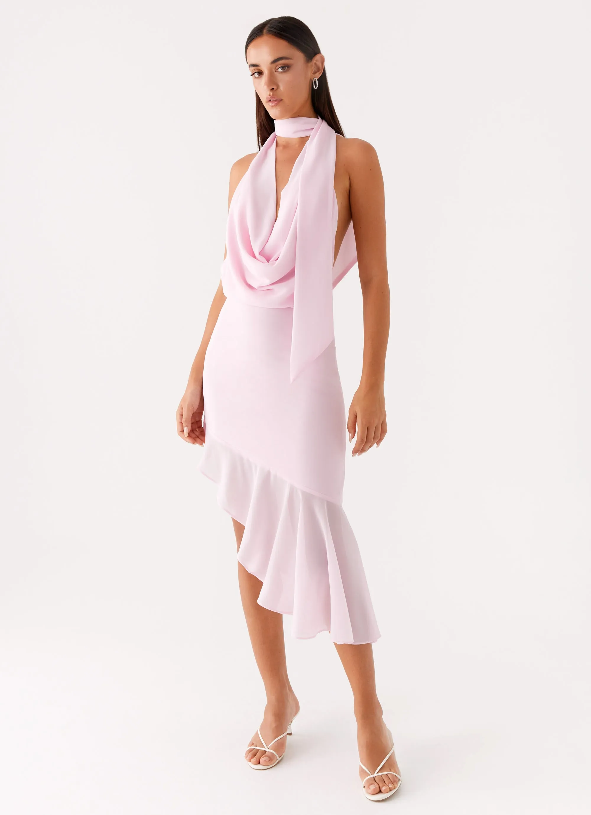 Layna Scarf Midi Dress - Pink Unisex Design