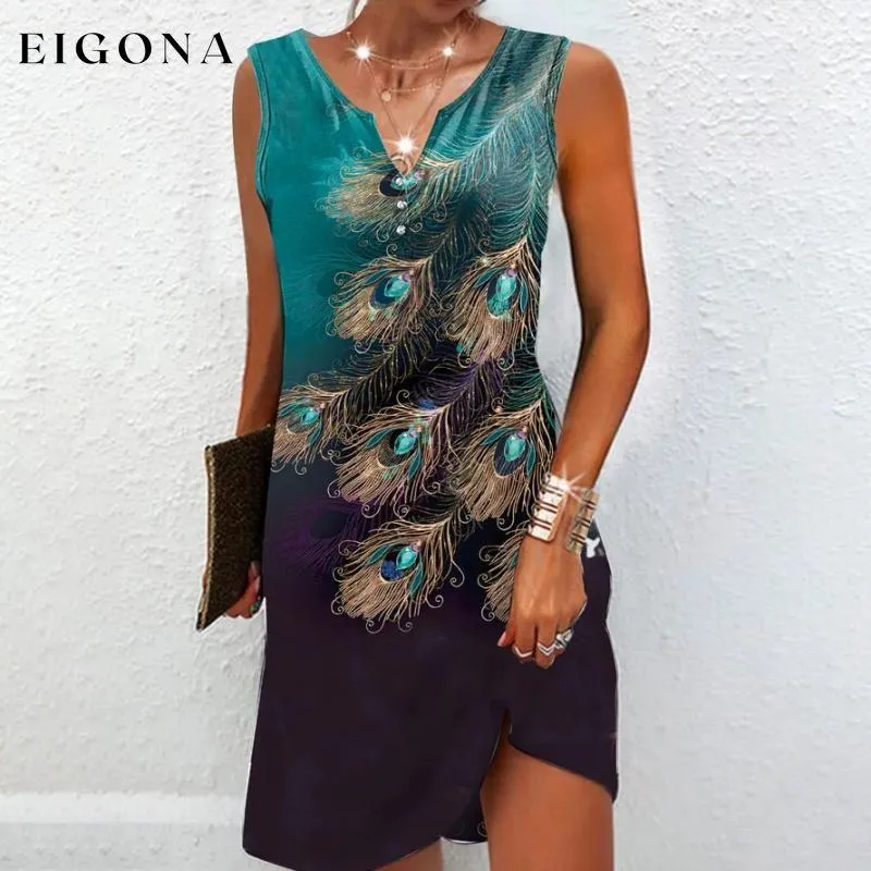 Casual Feather Print Dress