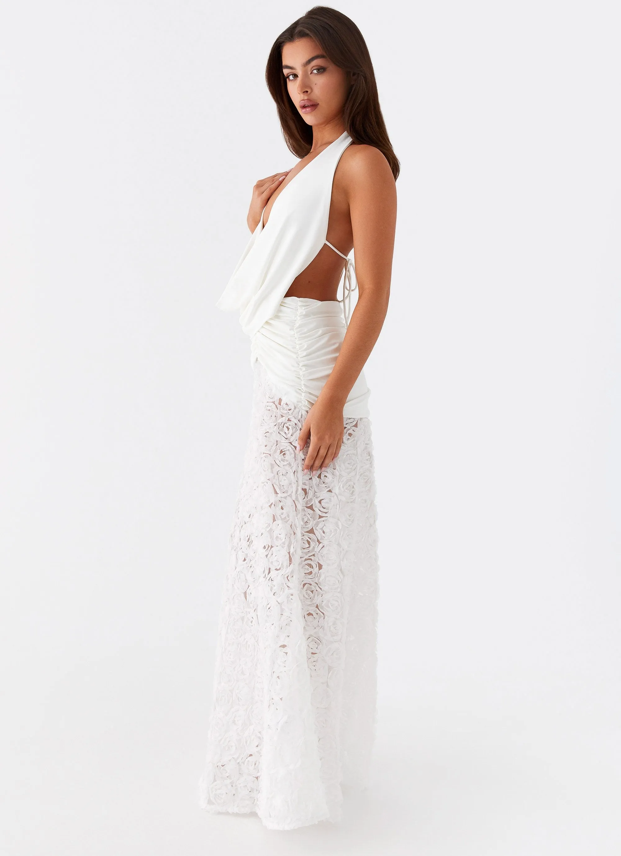 Edgy Design Kita Textured Maxi Dress - White