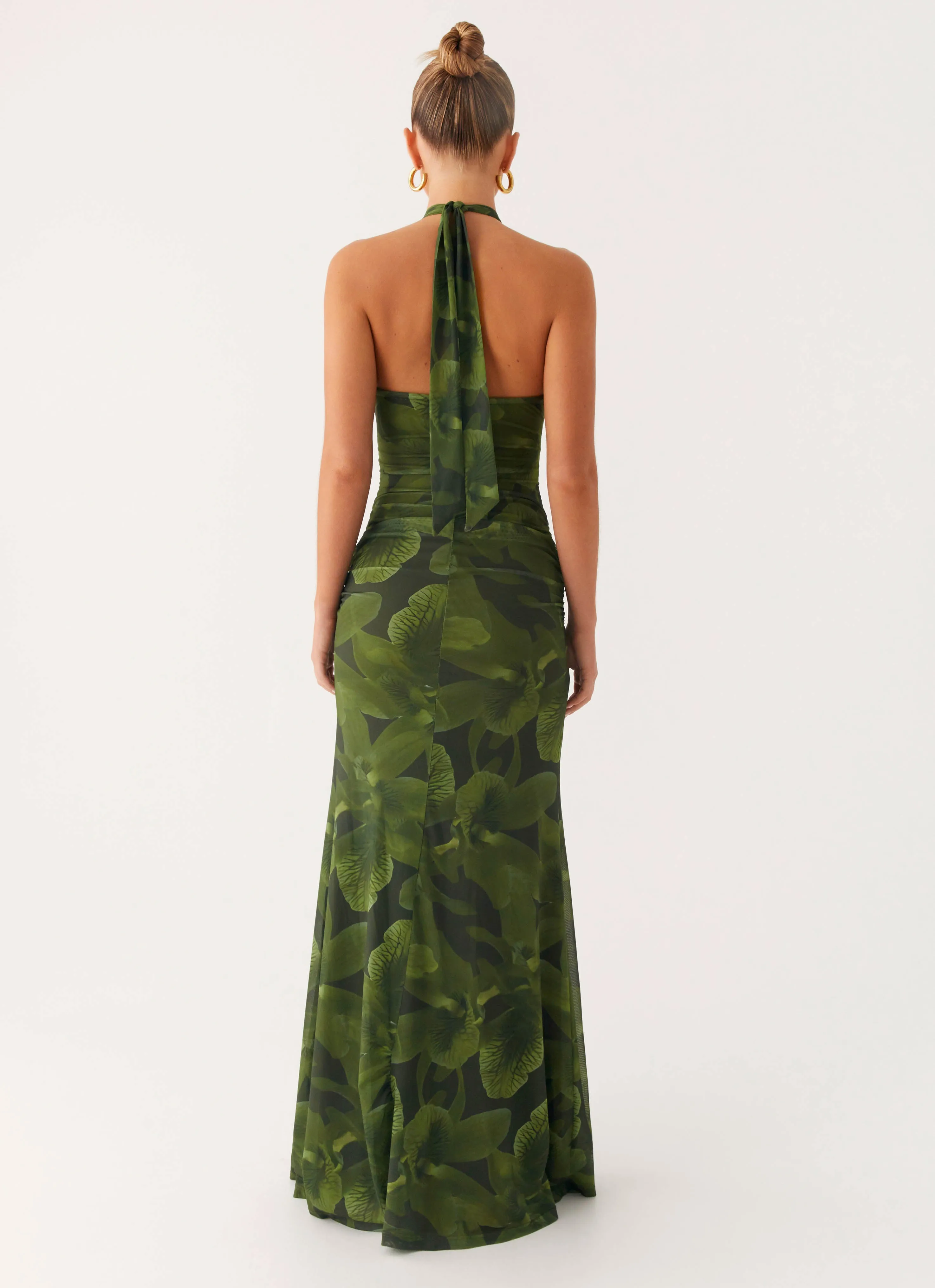 Tatyana Maxi Dress - Tropic Floral Camouflage Print Multi Layer Stitching