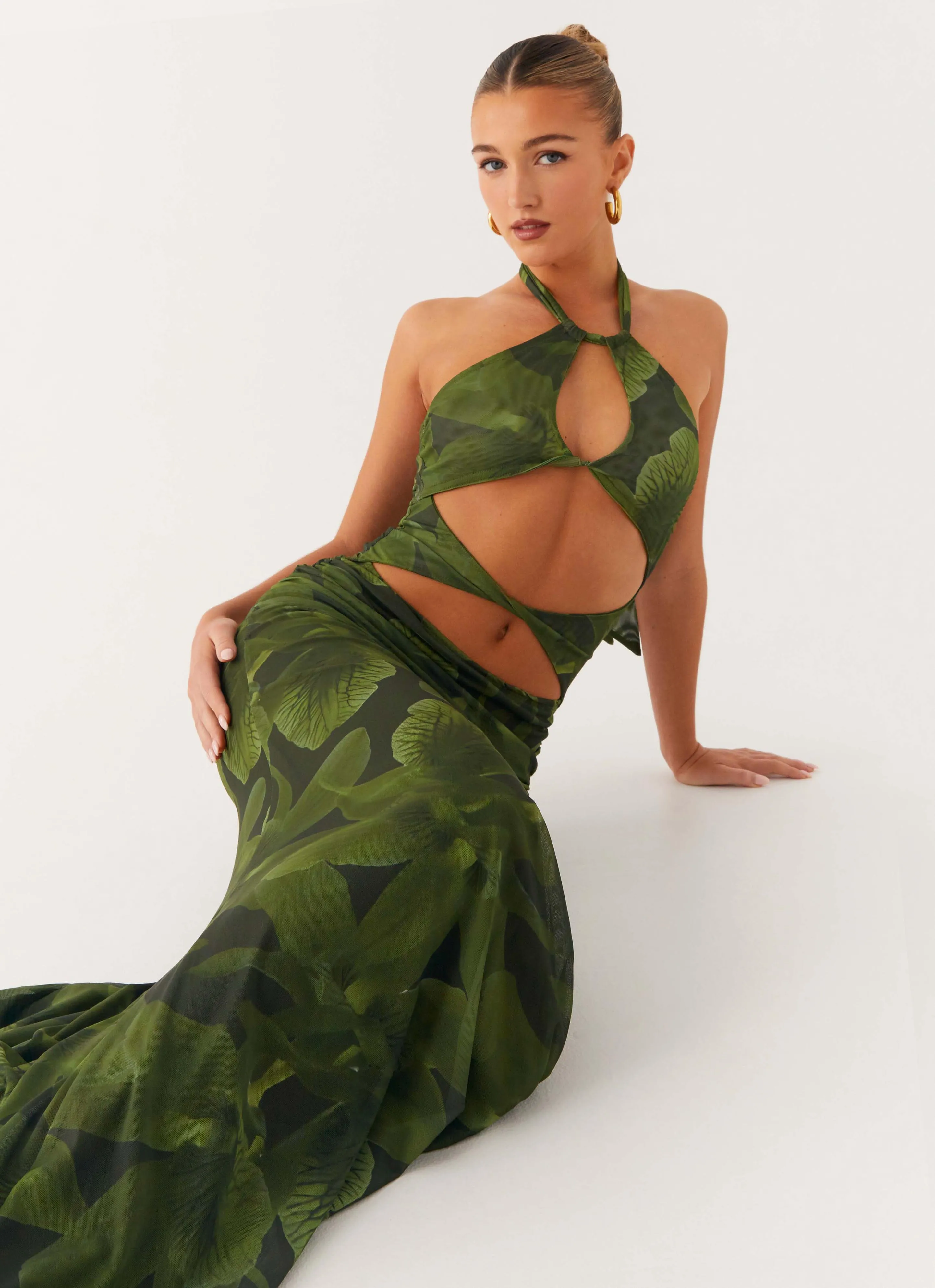 Double Needle Hemming Loose Fit Tatyana Maxi Dress - Tropic Floral