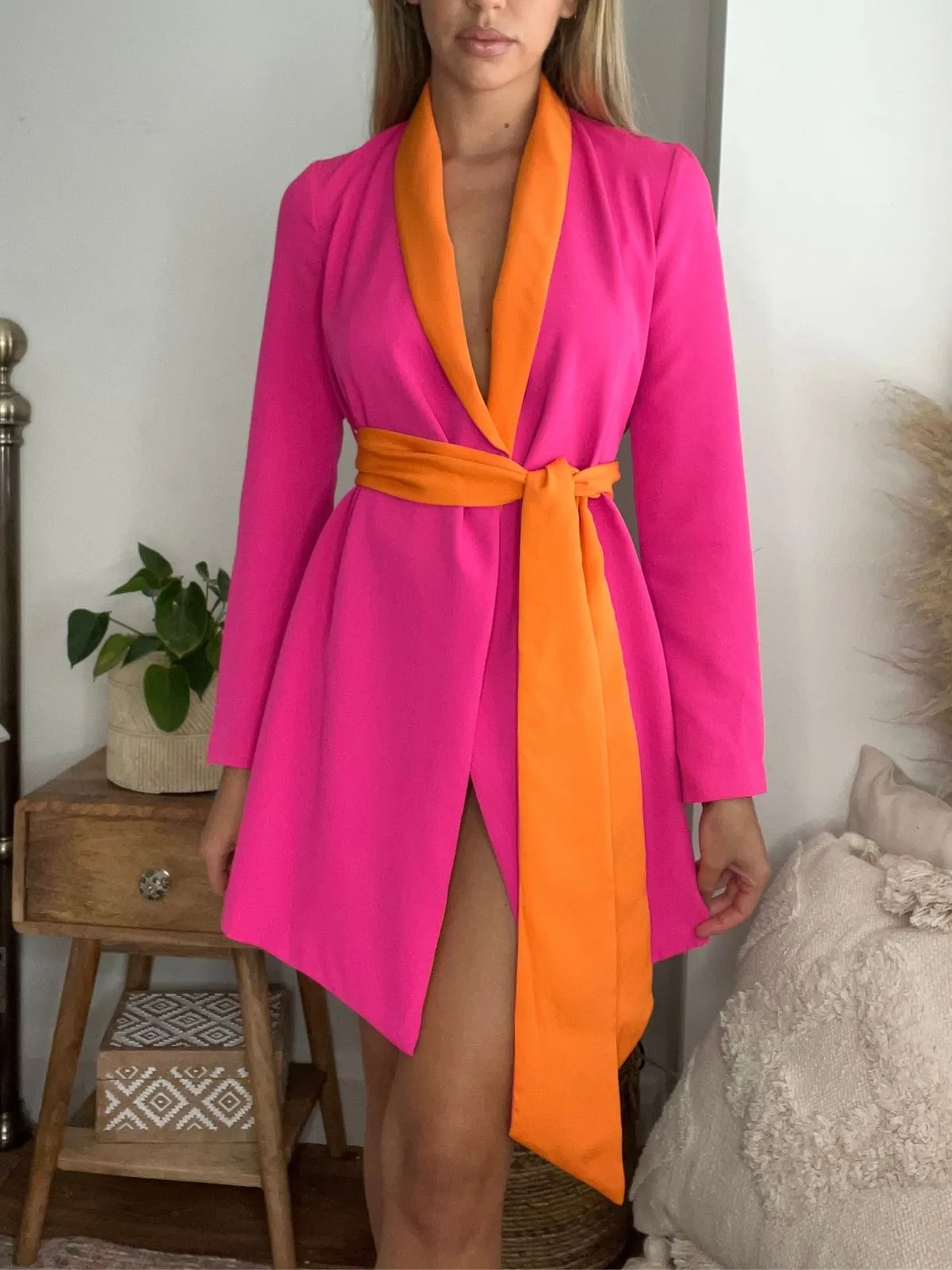 Maya Colourblock Blazer Dress in Pink Elegant Wearable