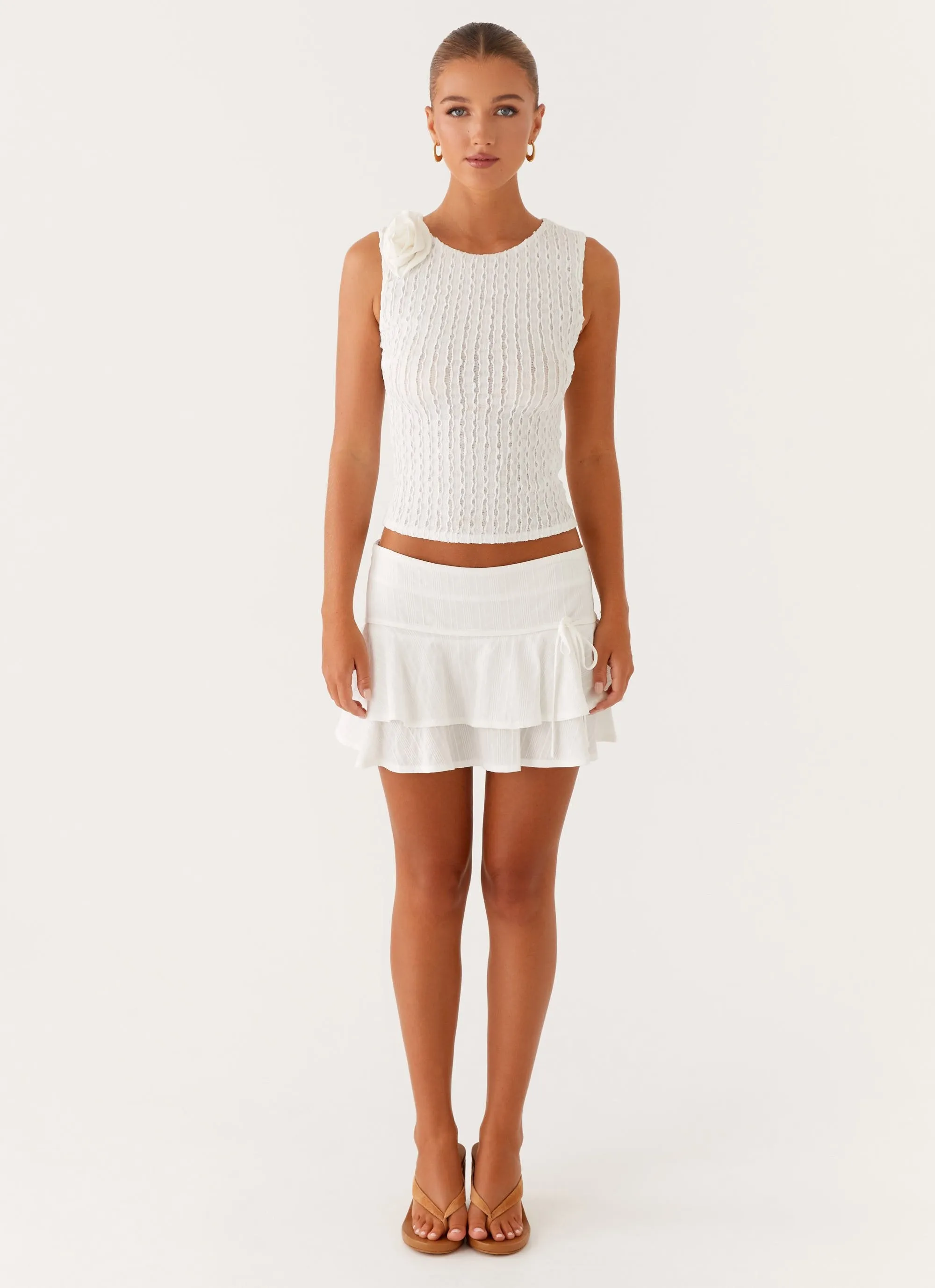 Sleek Flow A line Lisbon Mini Skirt - White