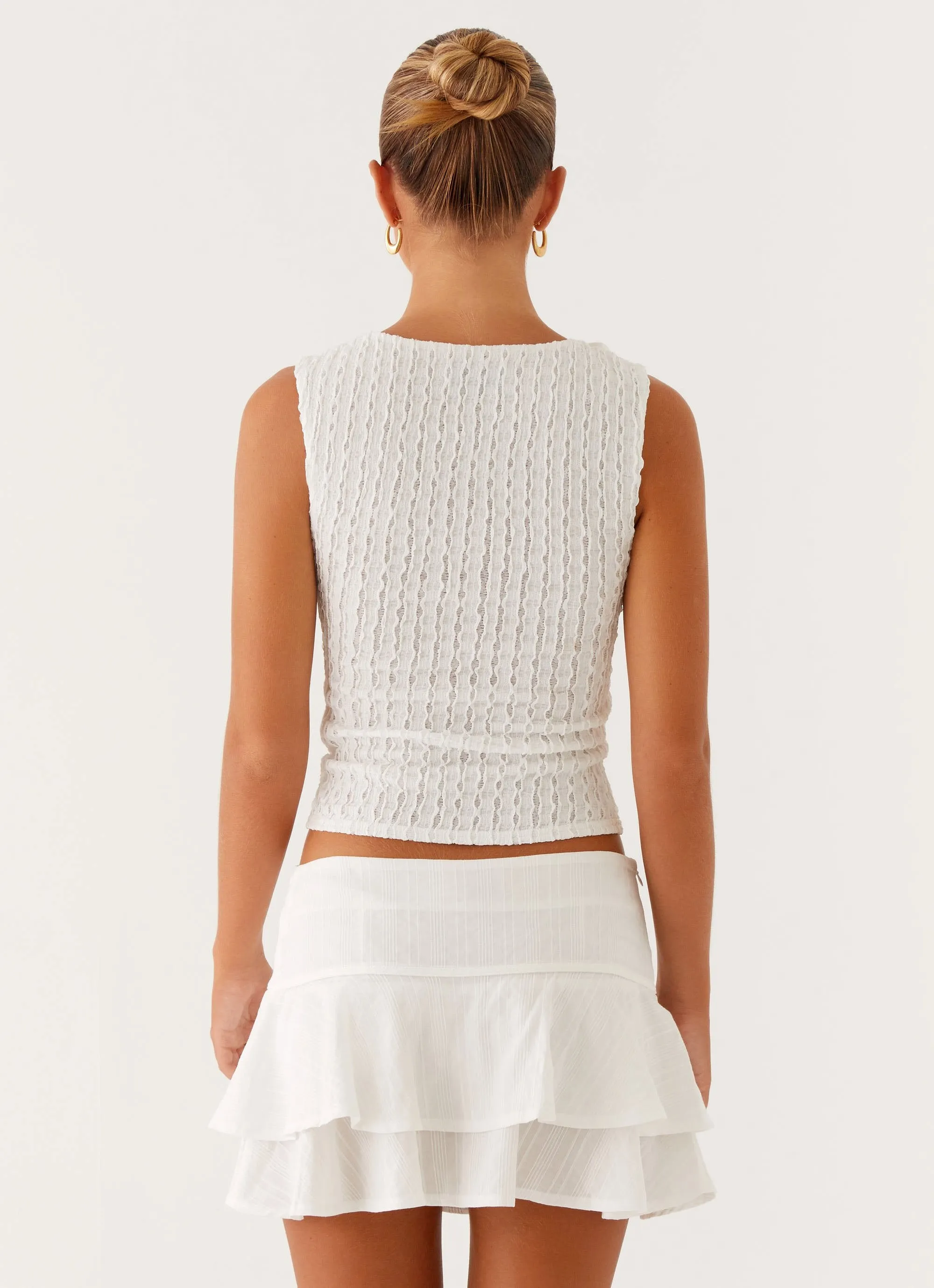 Lisbon Mini Skirt - White Smooth Cut