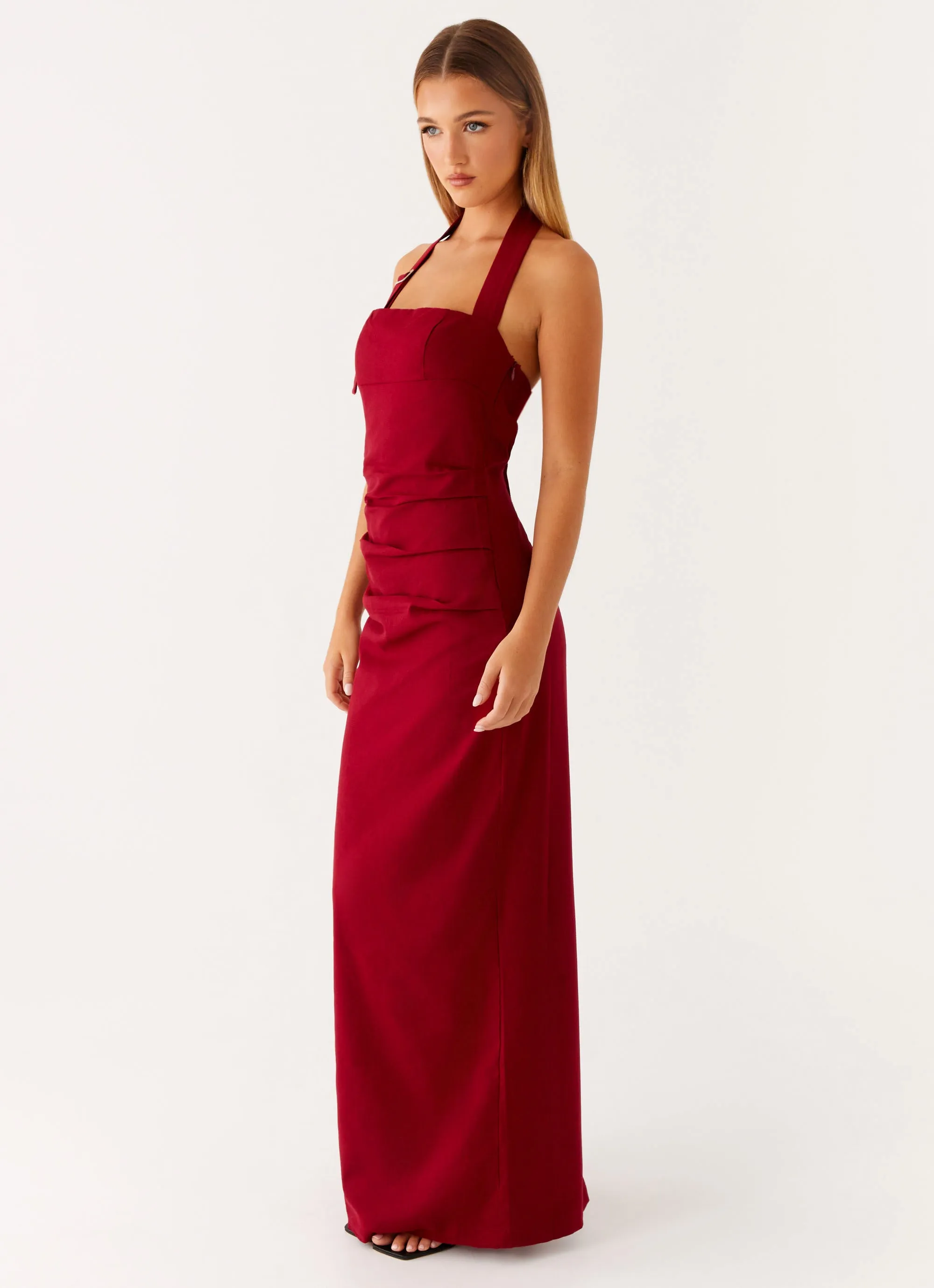 Floral Motif Refined Aesthetic Rumour Has it Maxi Dress - Red
