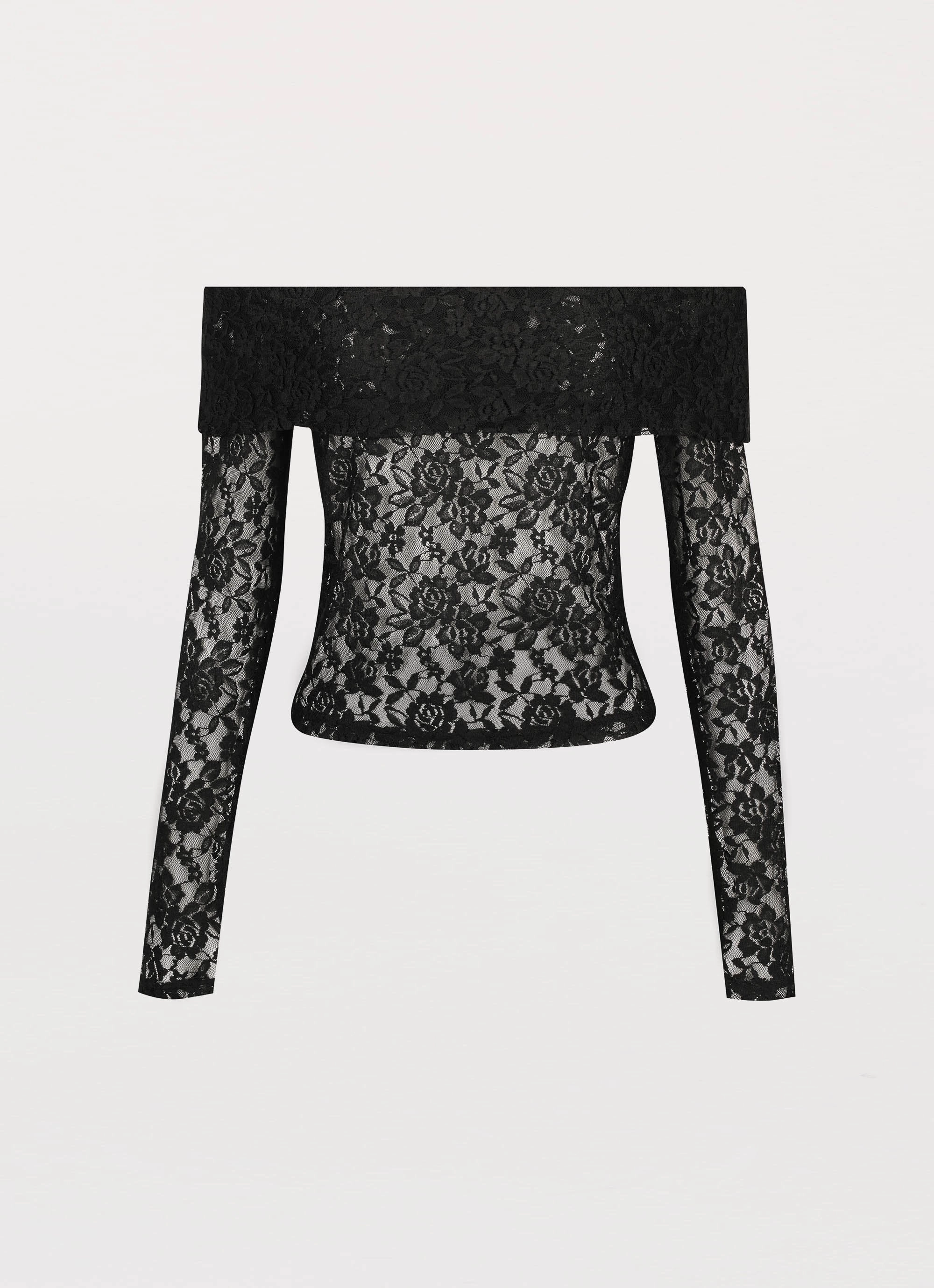Basic Fit Zephyra Lace Long Sleeve Top - Black