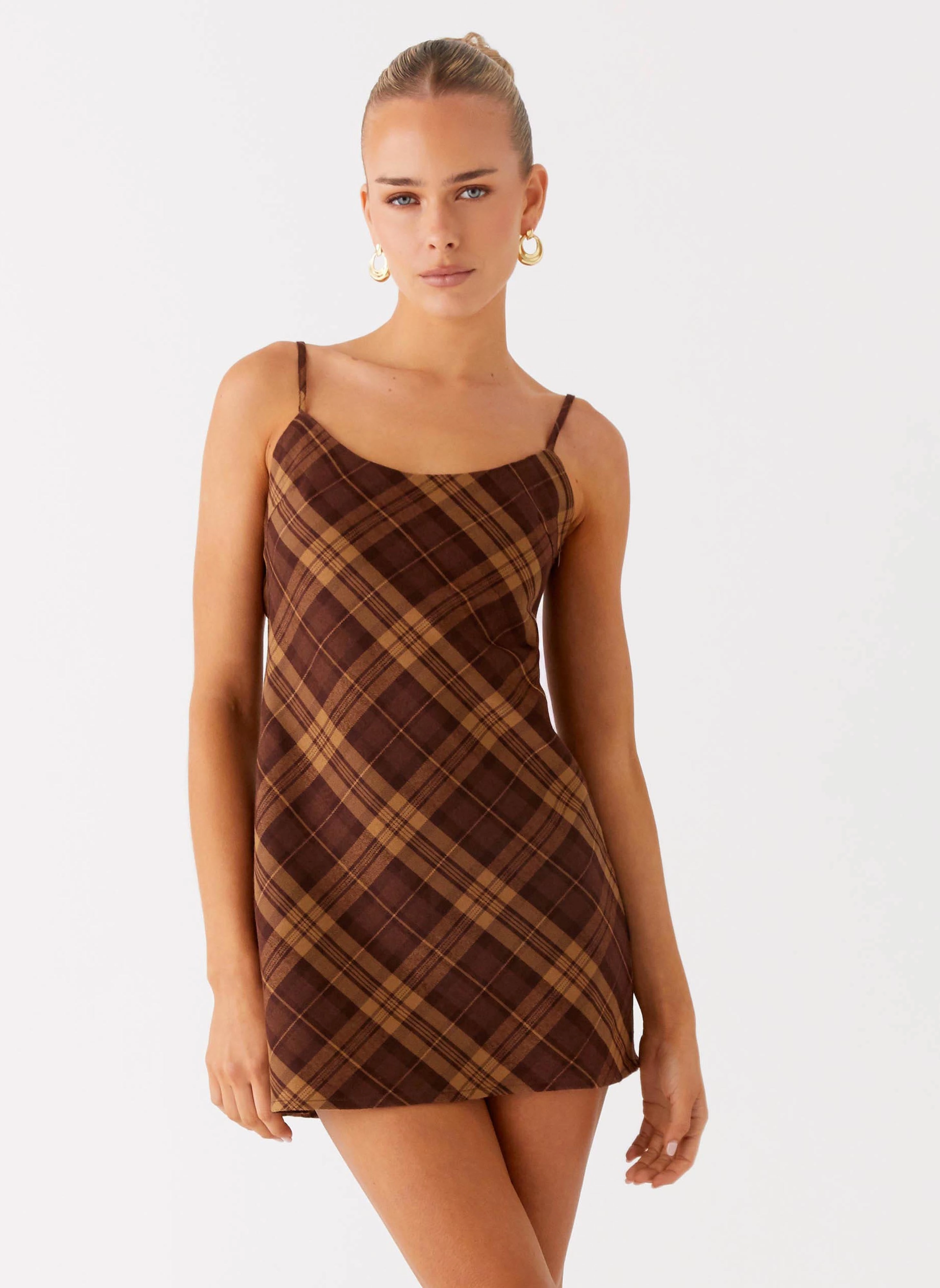 Radio Star Mini Dress - Plaid Linen Soft Kind Glow