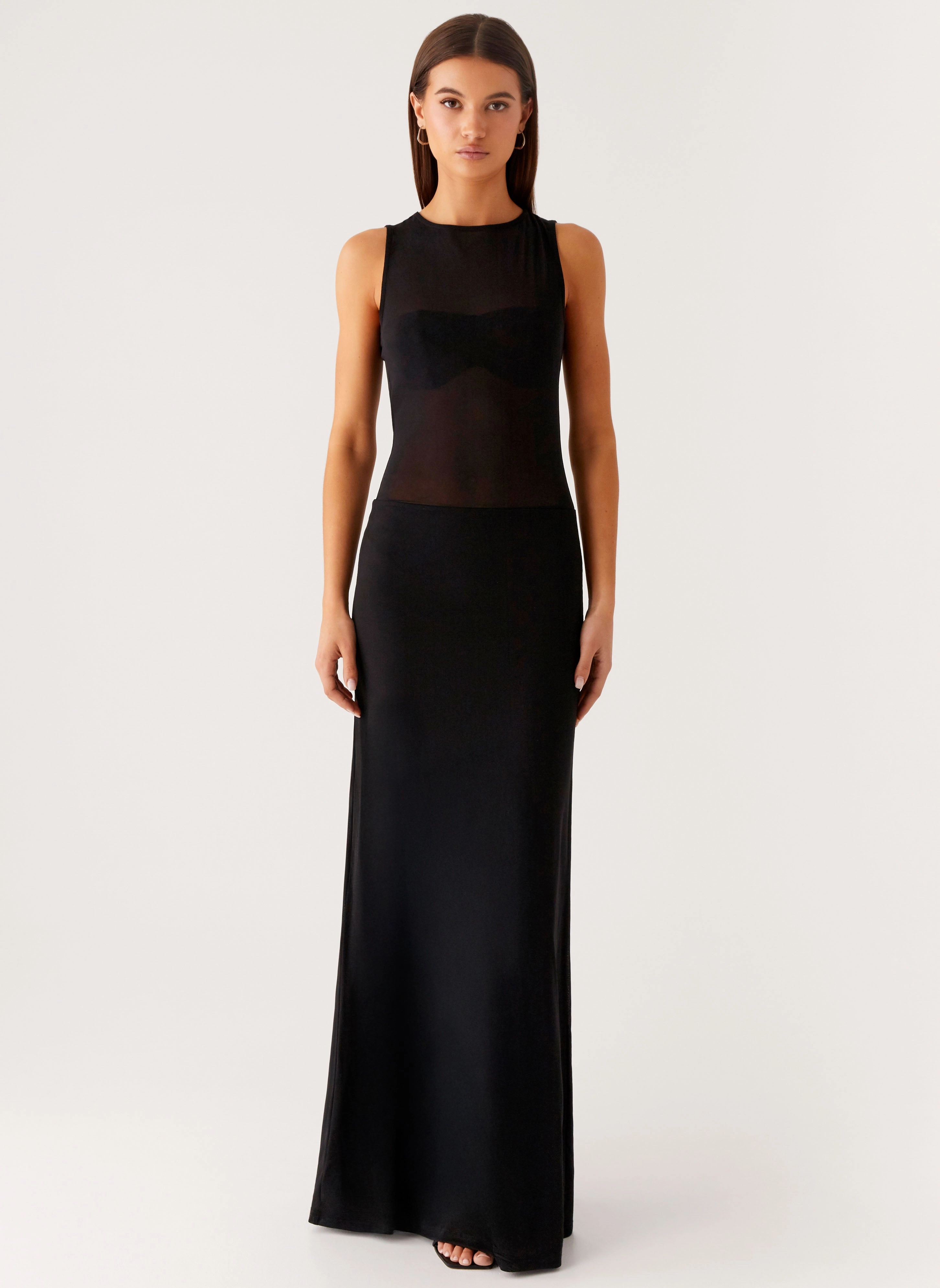 Lyria Mesh Maxi Dress - Black Mid Season