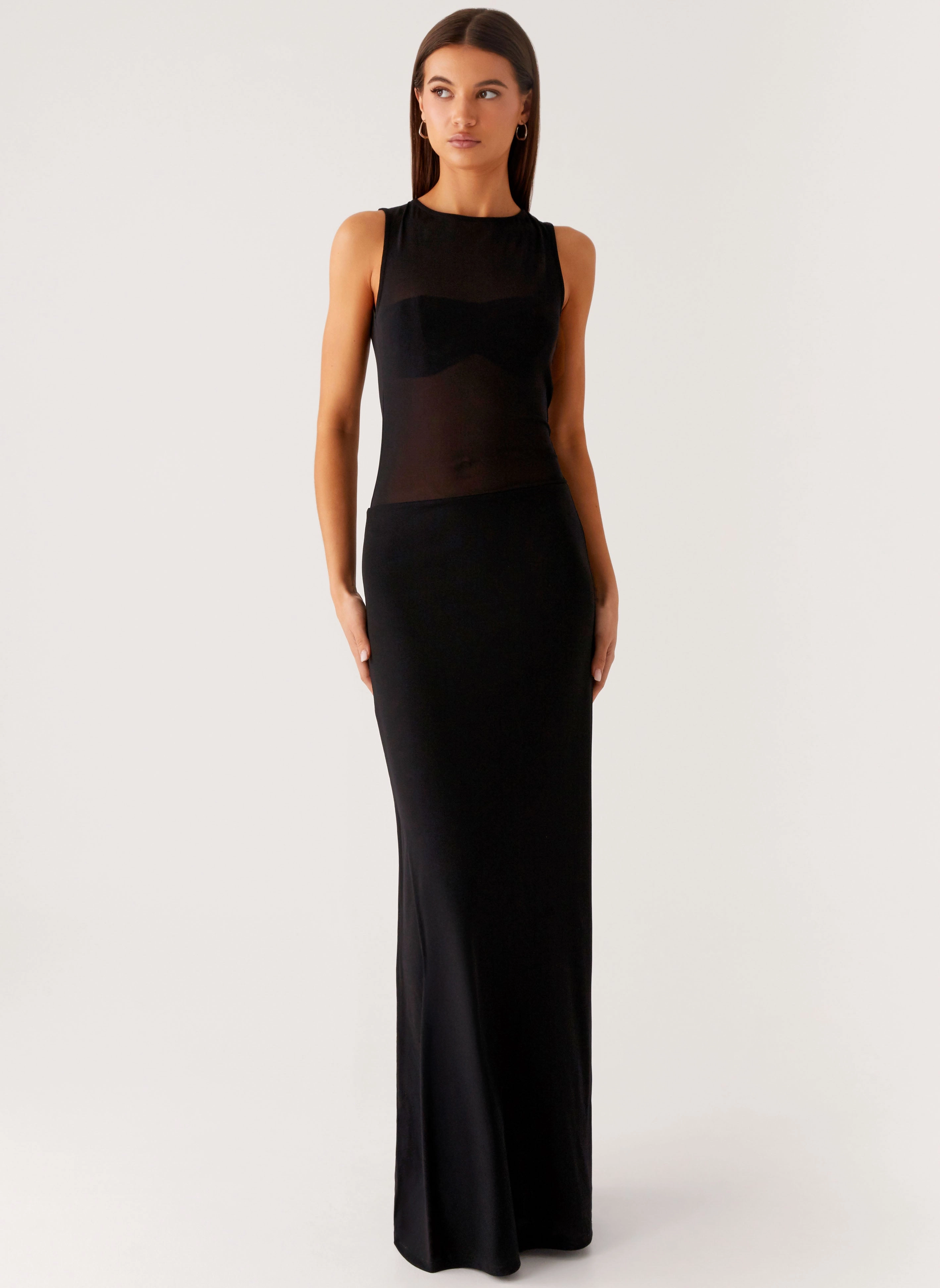 Lyria Mesh Maxi Dress - Black Cruise-Wear