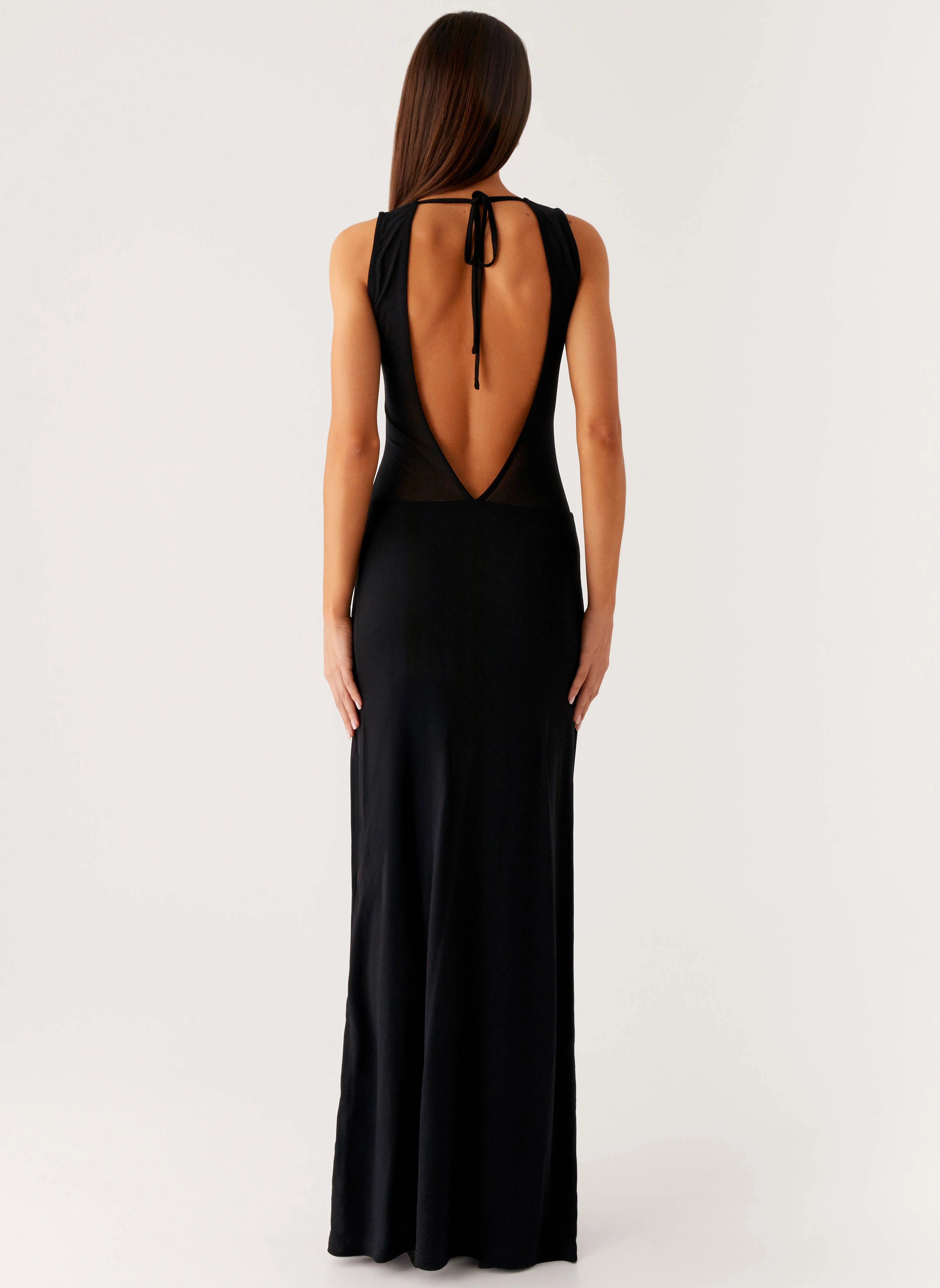 Lyria Mesh Maxi Dress - Black Perfect Length All-Day Wear