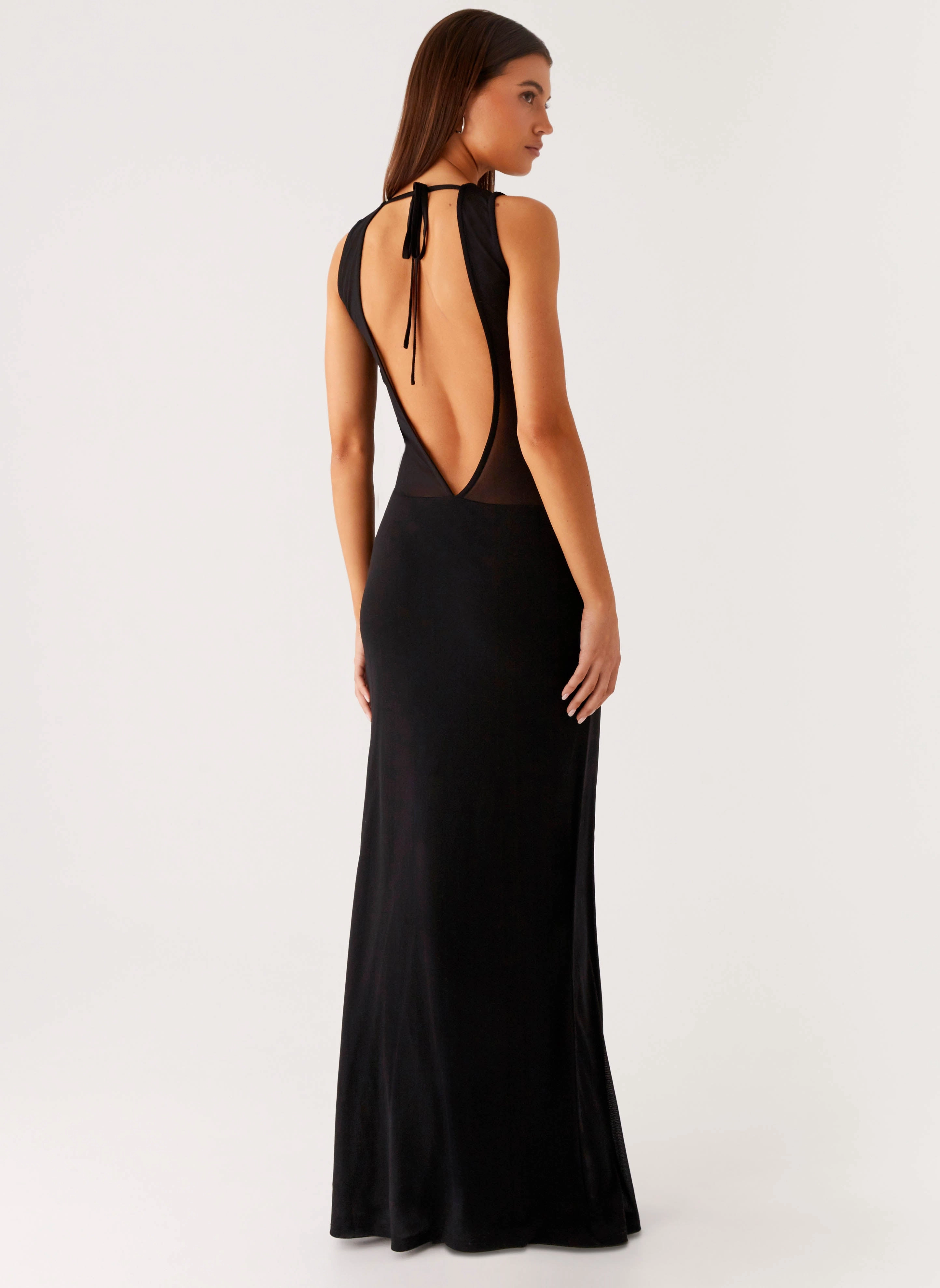 Style Base Lyria Mesh Maxi Dress - Black
