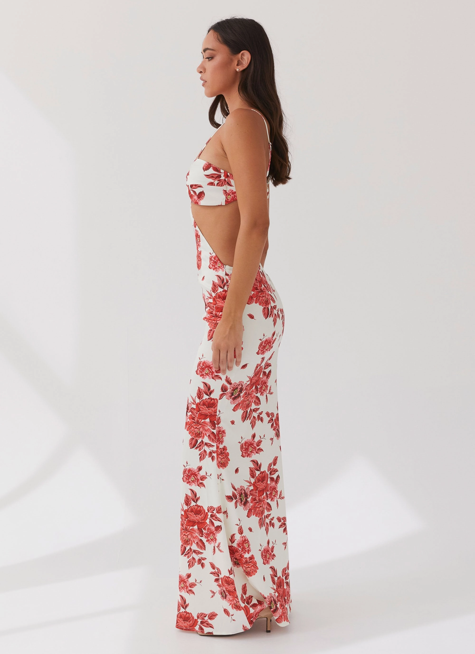 Rosie Satin Maxi Dress - Rosa Floria Profile Enhancer Muted Tones