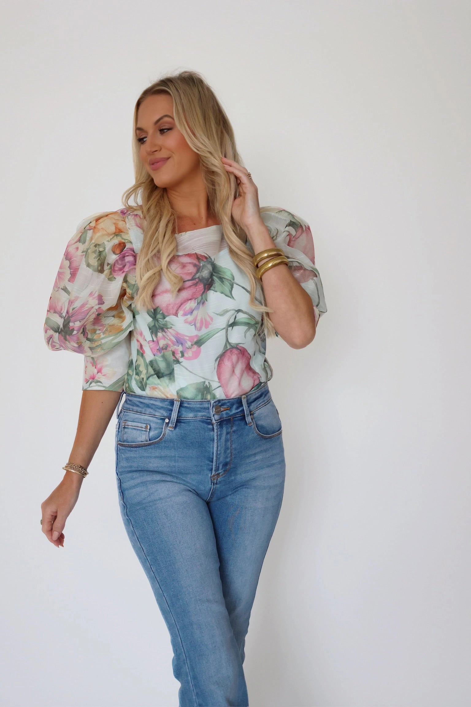 Catalina Floral Blouse (FINAL SALE) DoubleLayeredCollar