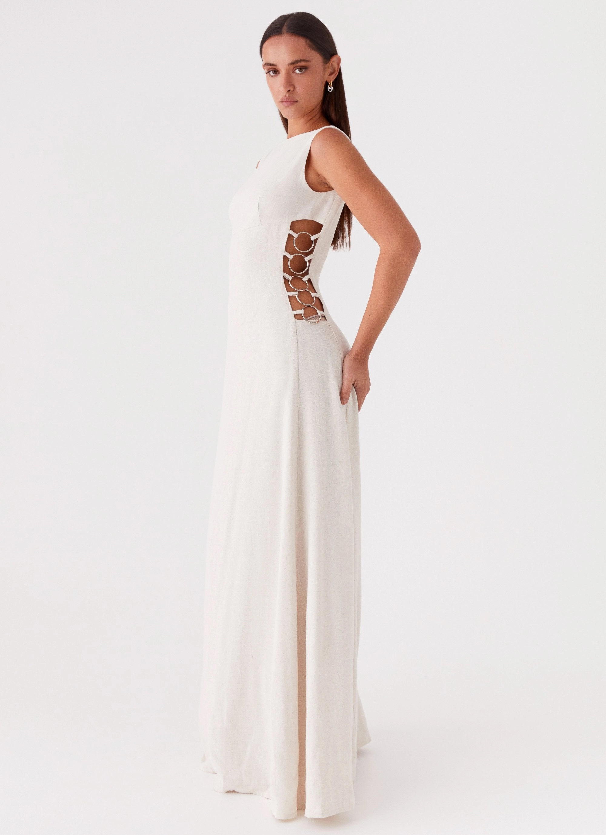 Chic Design Catherine Linen Maxi Dress - Oatmeal