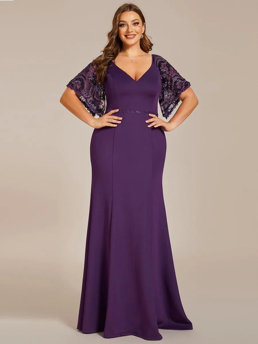 Cecil | Elegant Plus Size V Neck Fishtail Evening Dress for Women