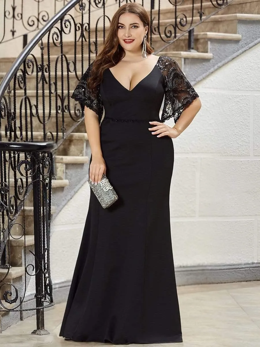 Cecil | Elegant Plus Size V Neck Fishtail Evening Dress for Women