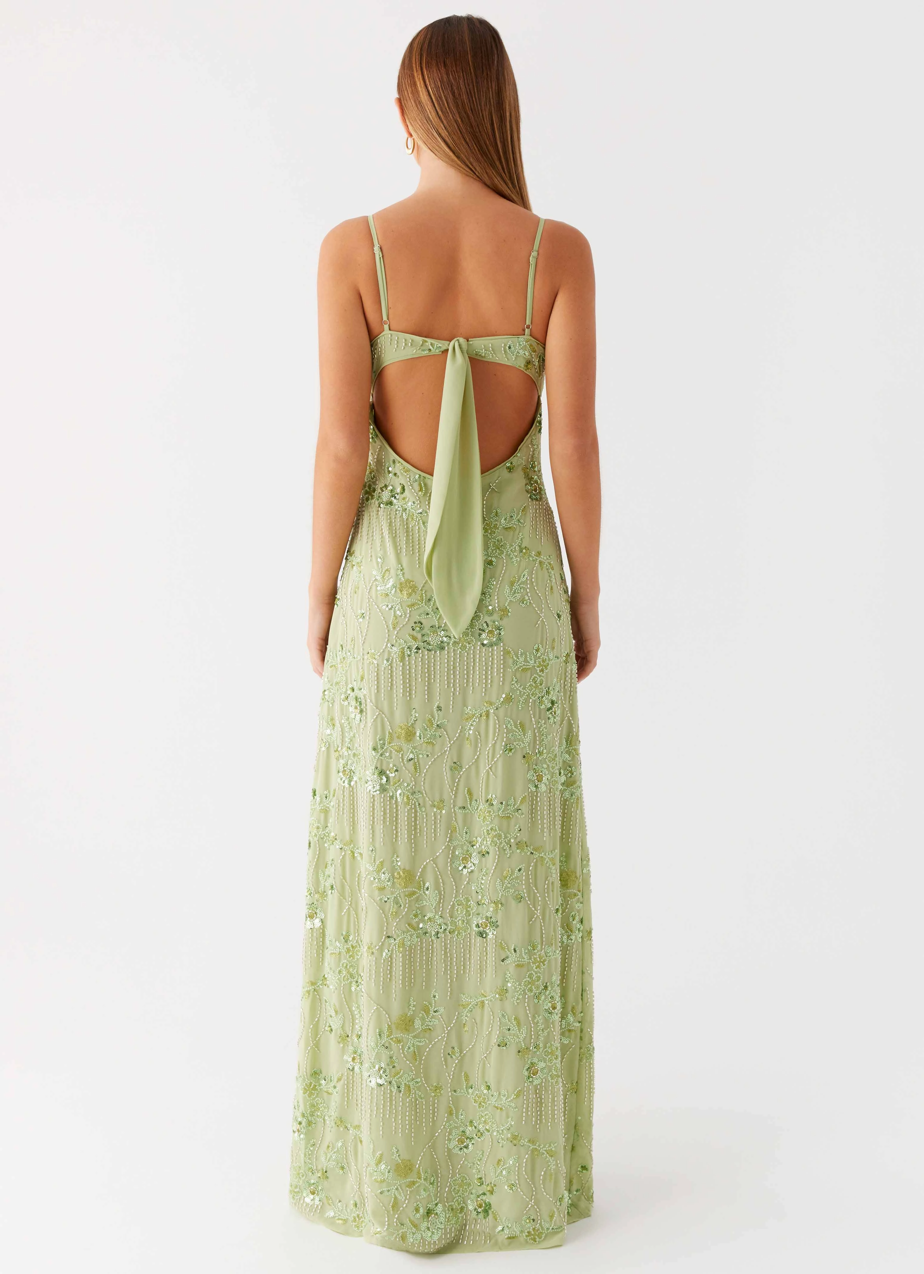 Clean Texture Street Ready Celandine Beaded Maxi Dress - Lime