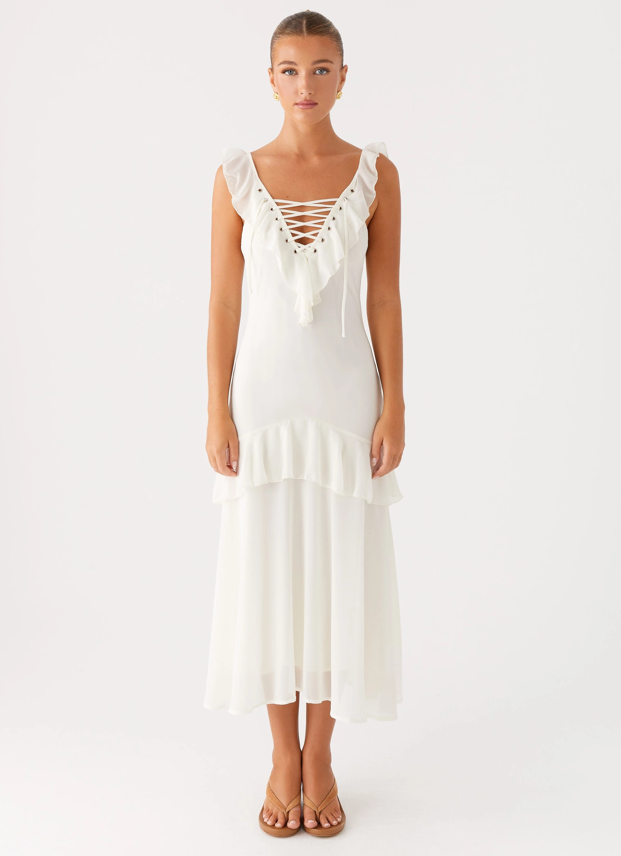 Celie Midi Dress - Ivory Luxe Fit