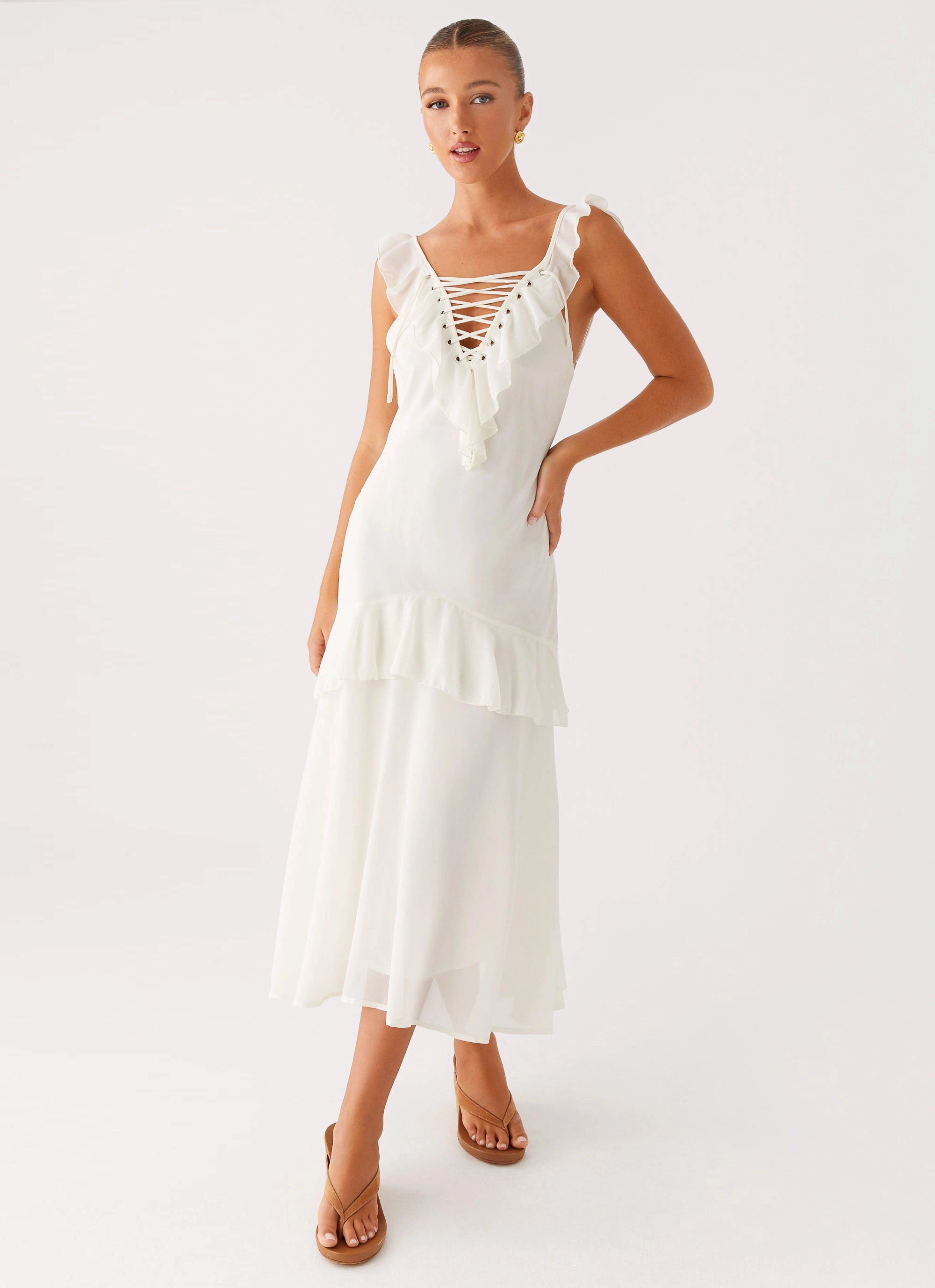 Celie Midi Dress - Ivory Chic Ensemble Cozy Style