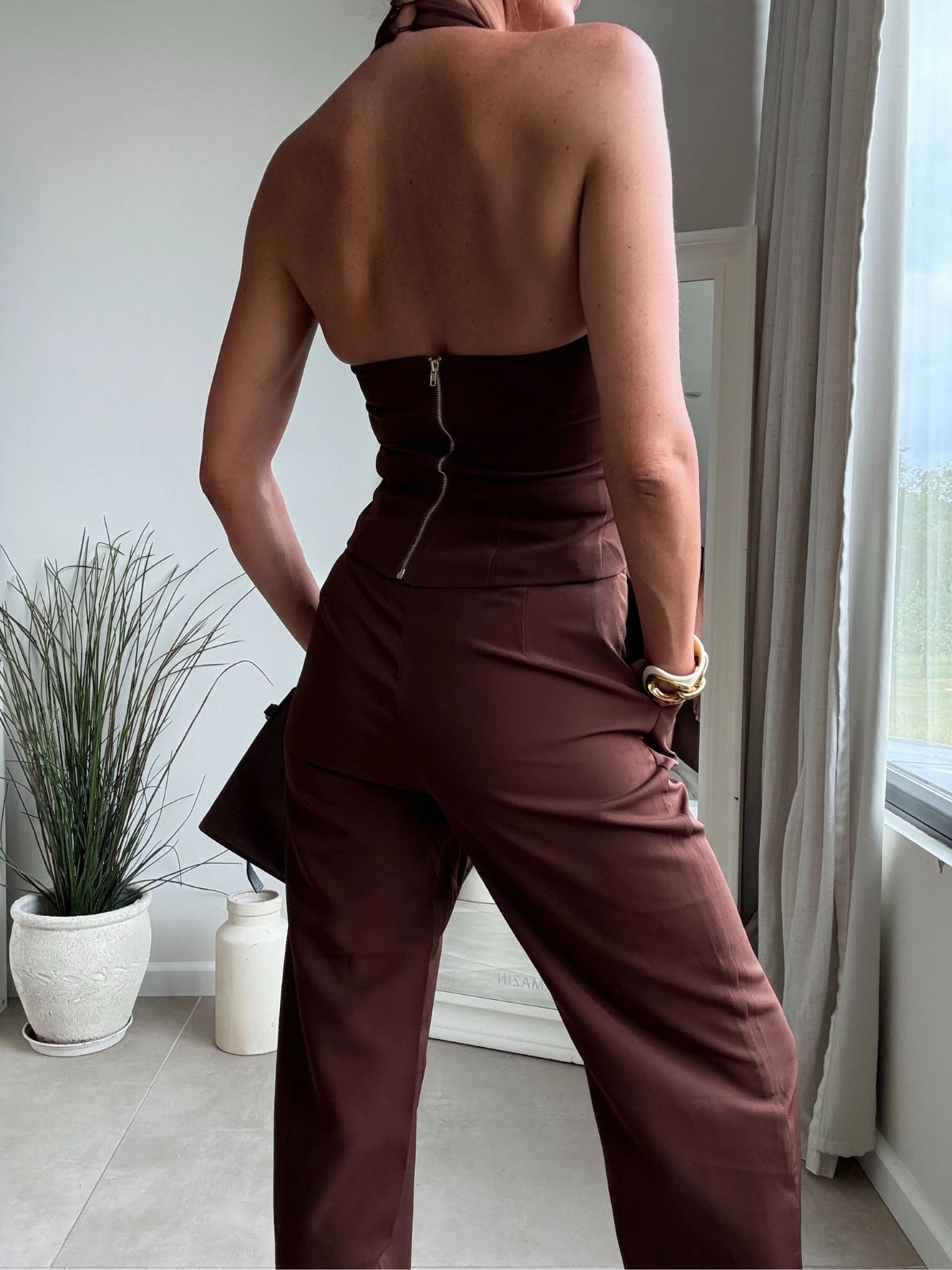 Celine Tailored Trouser Chocolate brown breath easy Durable Construction