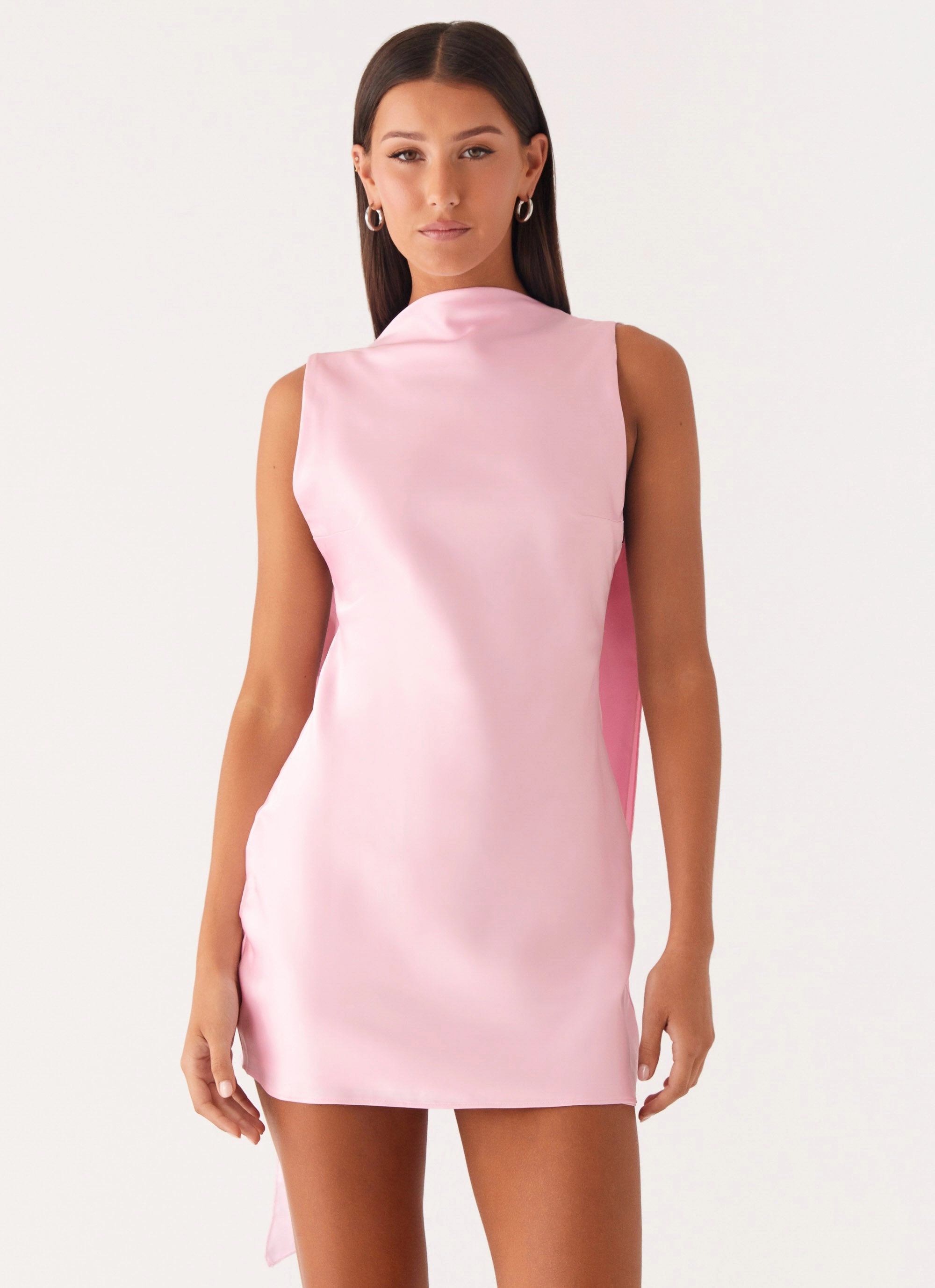 Cerina High Neck Mini Dress - Pink Vintage-Inspired