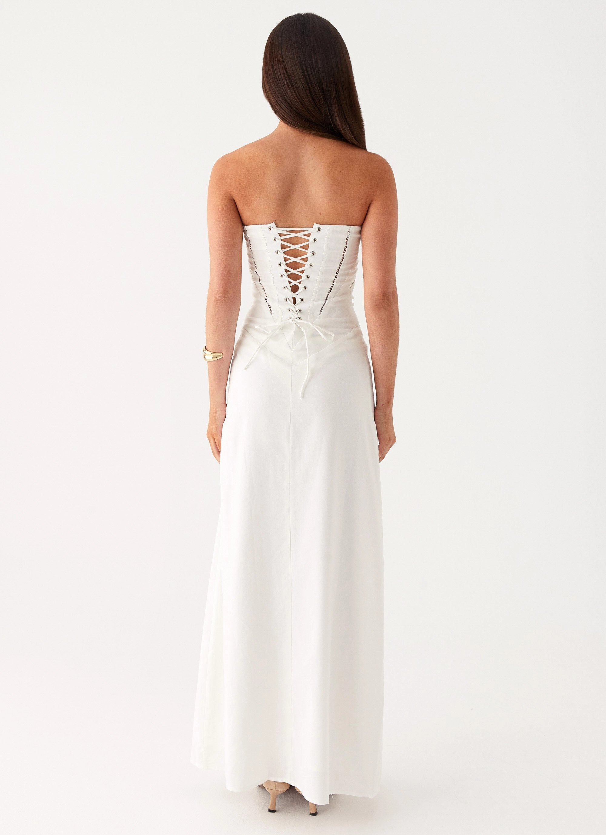Cerisa Linen Maxi Dress - White Night Style