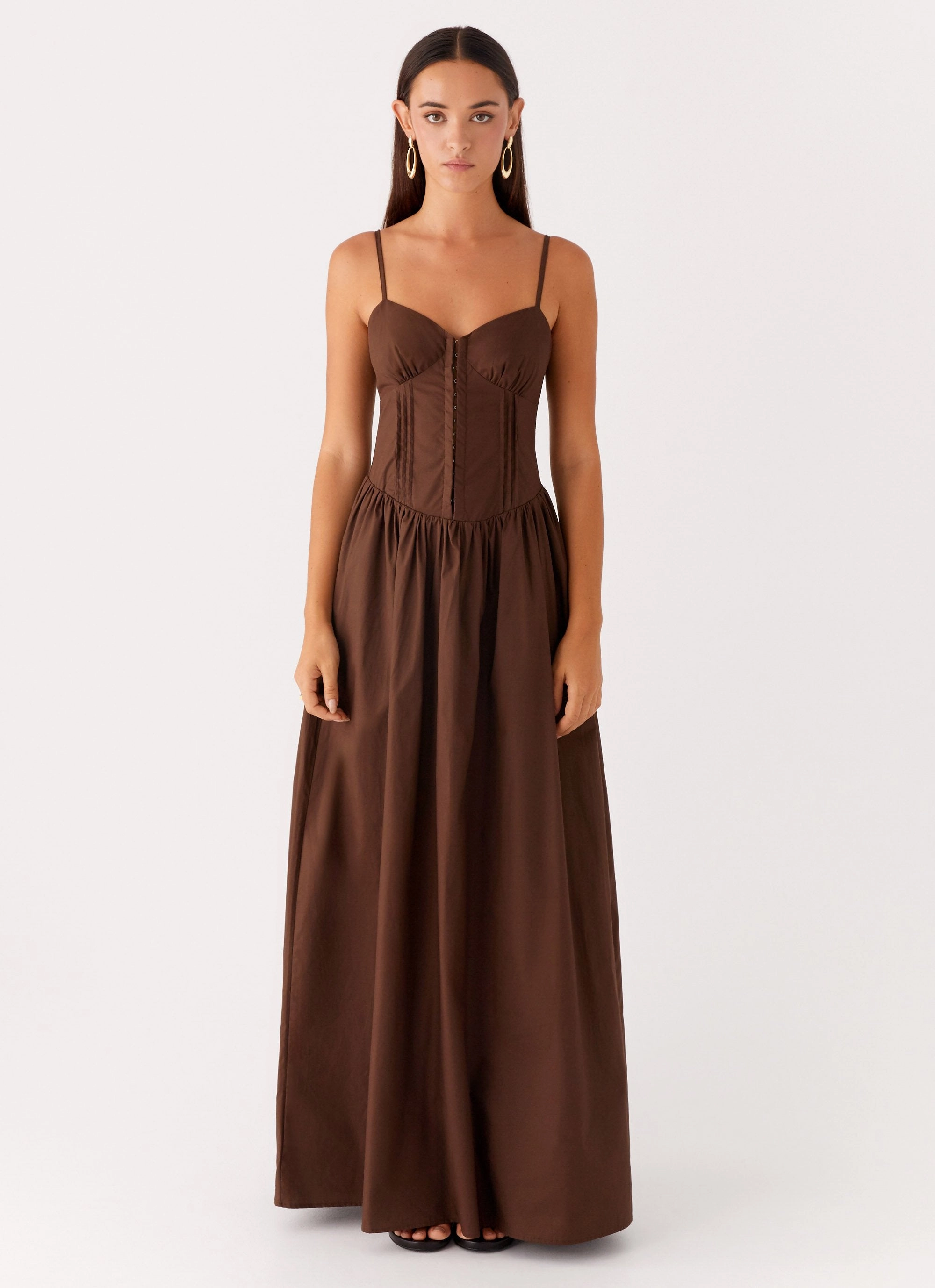 Cerys Maxi Dress - Chocolate New Spirit Sleek Feel