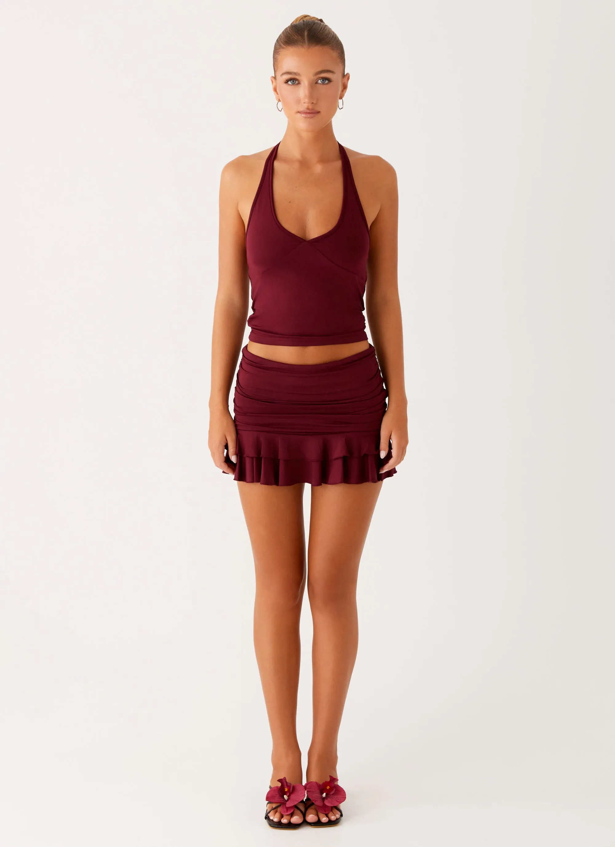 Gentle Vibe Daily Favorite Bernie Mini Skirt - Raspberry Wine