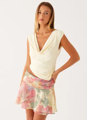 Tropical theme Chemistry Low Rise Mini Skirt - Yellow Peony