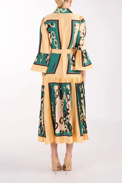 Chain Link Pleated Maxi Dress