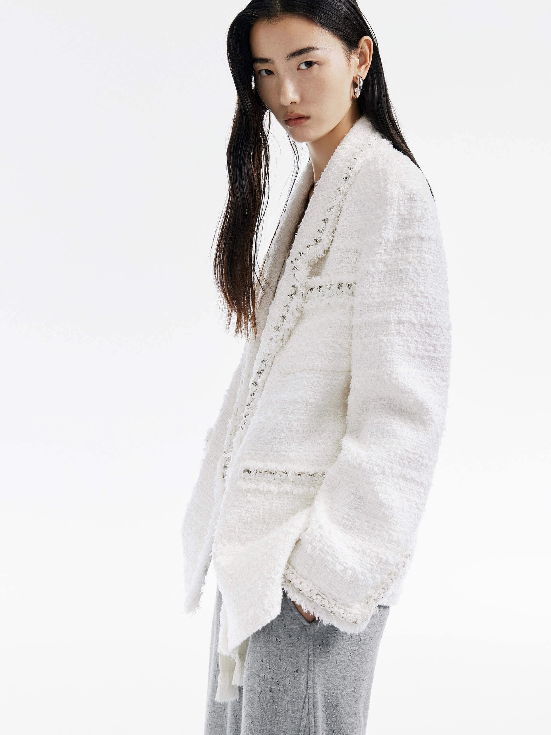 Chain Trim Tweed Jacket