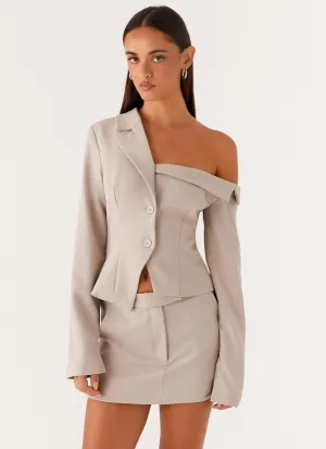 Smooth Cut Vogue Low Rise Mini Skirt - Pebble