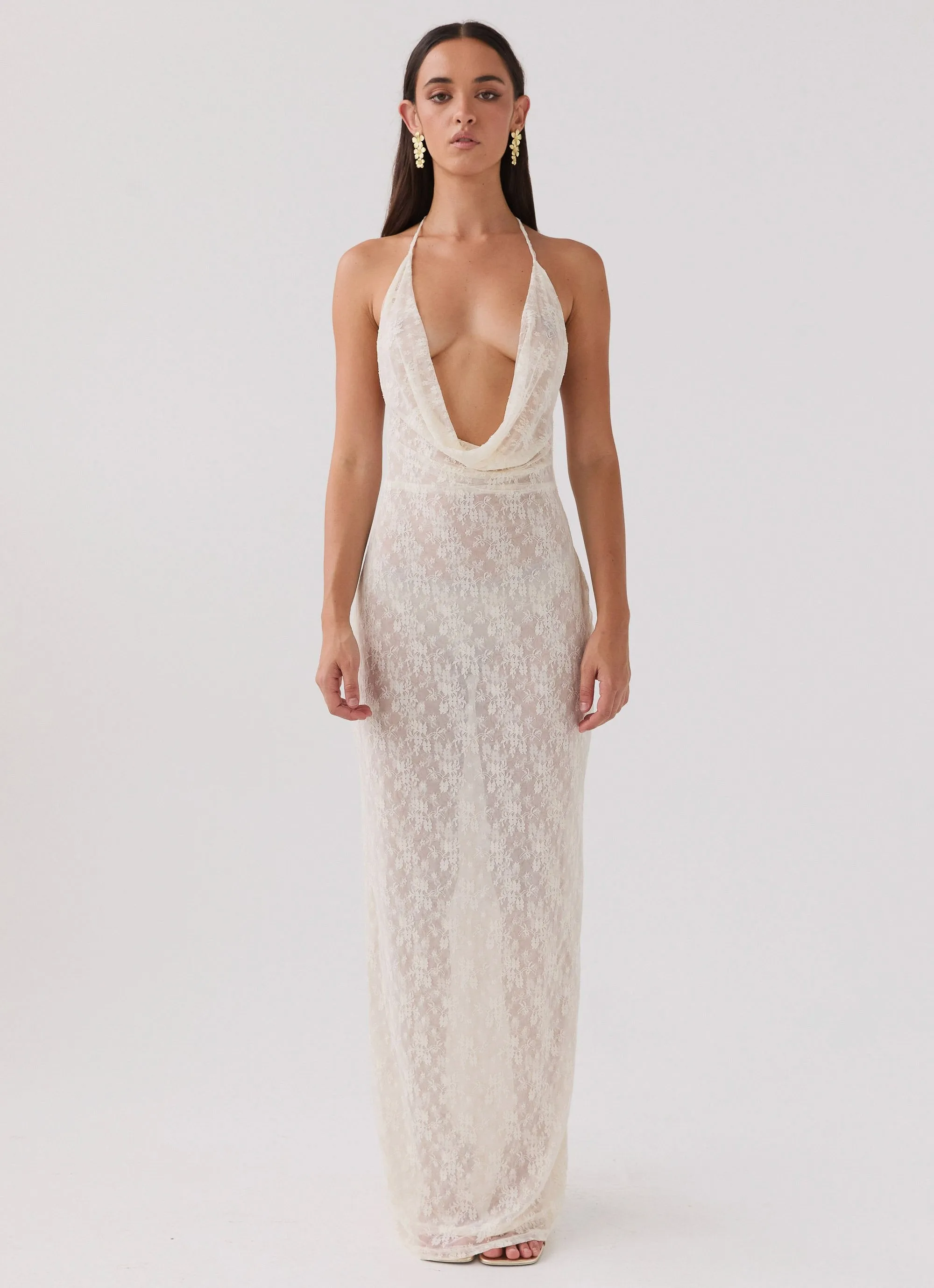 Ergonomic Back Panel Reinforced Shoulders Champagne Coastline Maxi Dress - Ivory