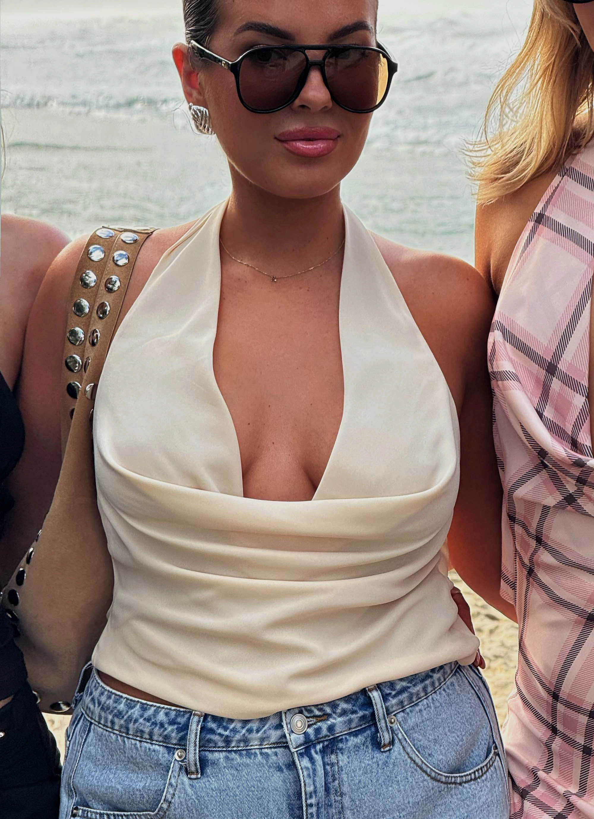 Charli Cowl Top - Lemon Flatlock Seam Technology Elegant Cardigan