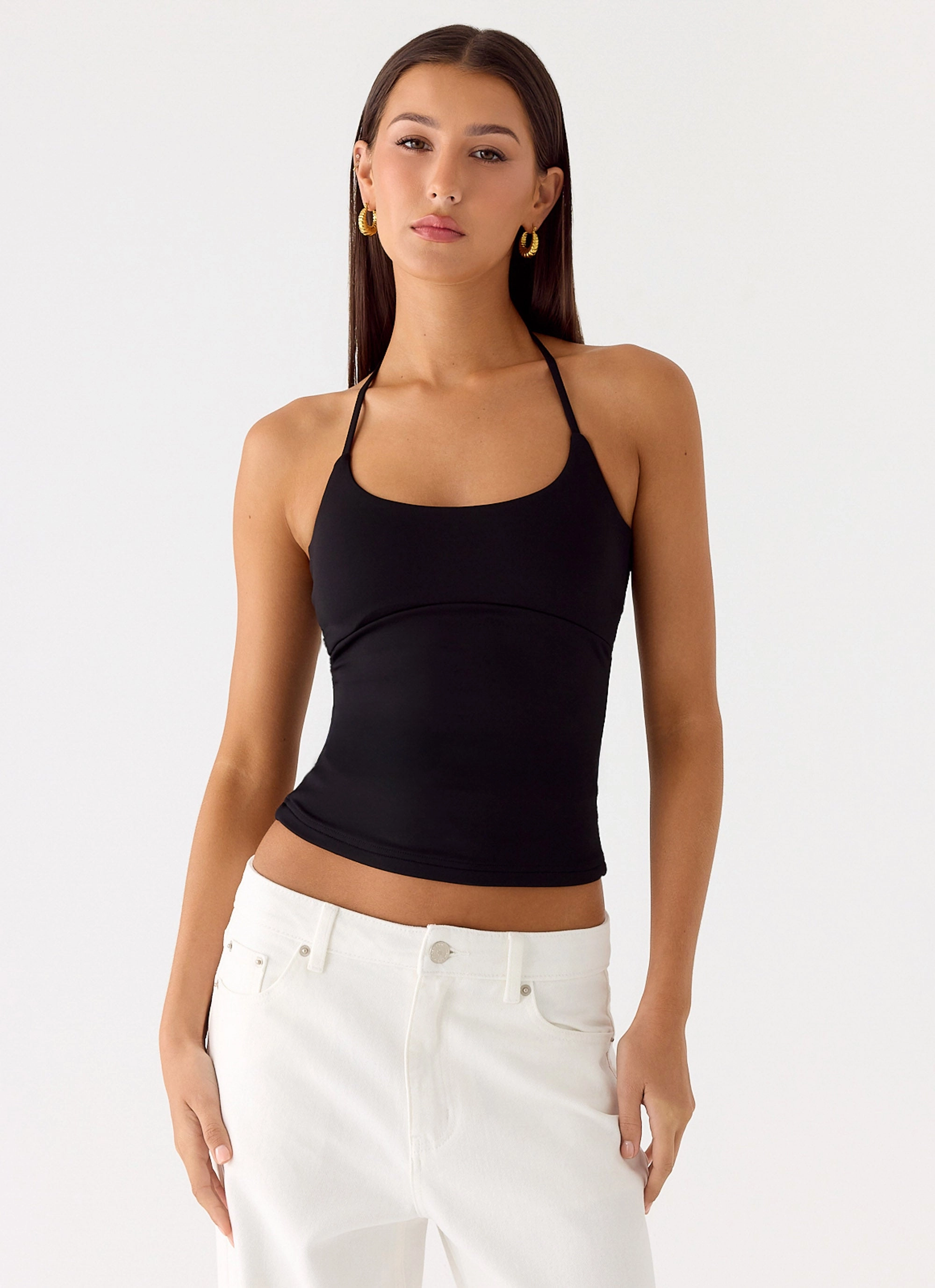 Chauncey Halter Top - Black WrinkleFree Finish Antistatic
