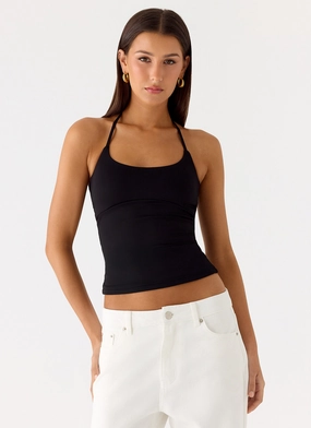 Chauncey Halter Top - Black FlexFitDesign Chauncey Halter Top - Black Bonded Seam Technique