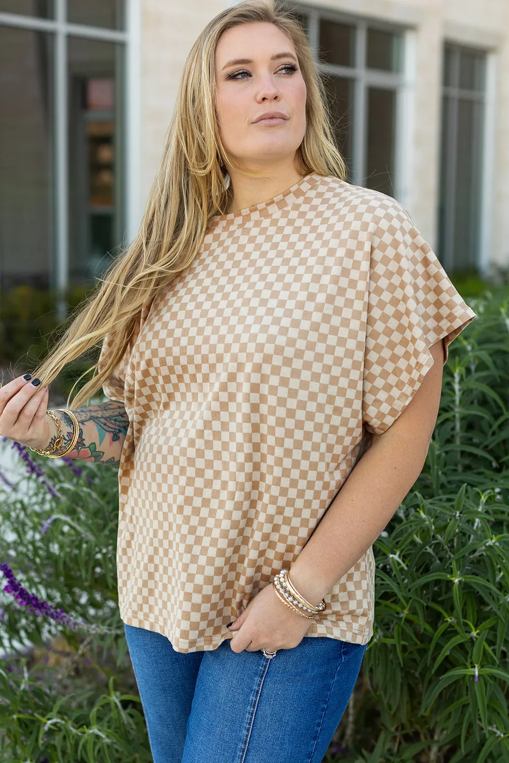 Checkerboard Plus Size T Shirt
