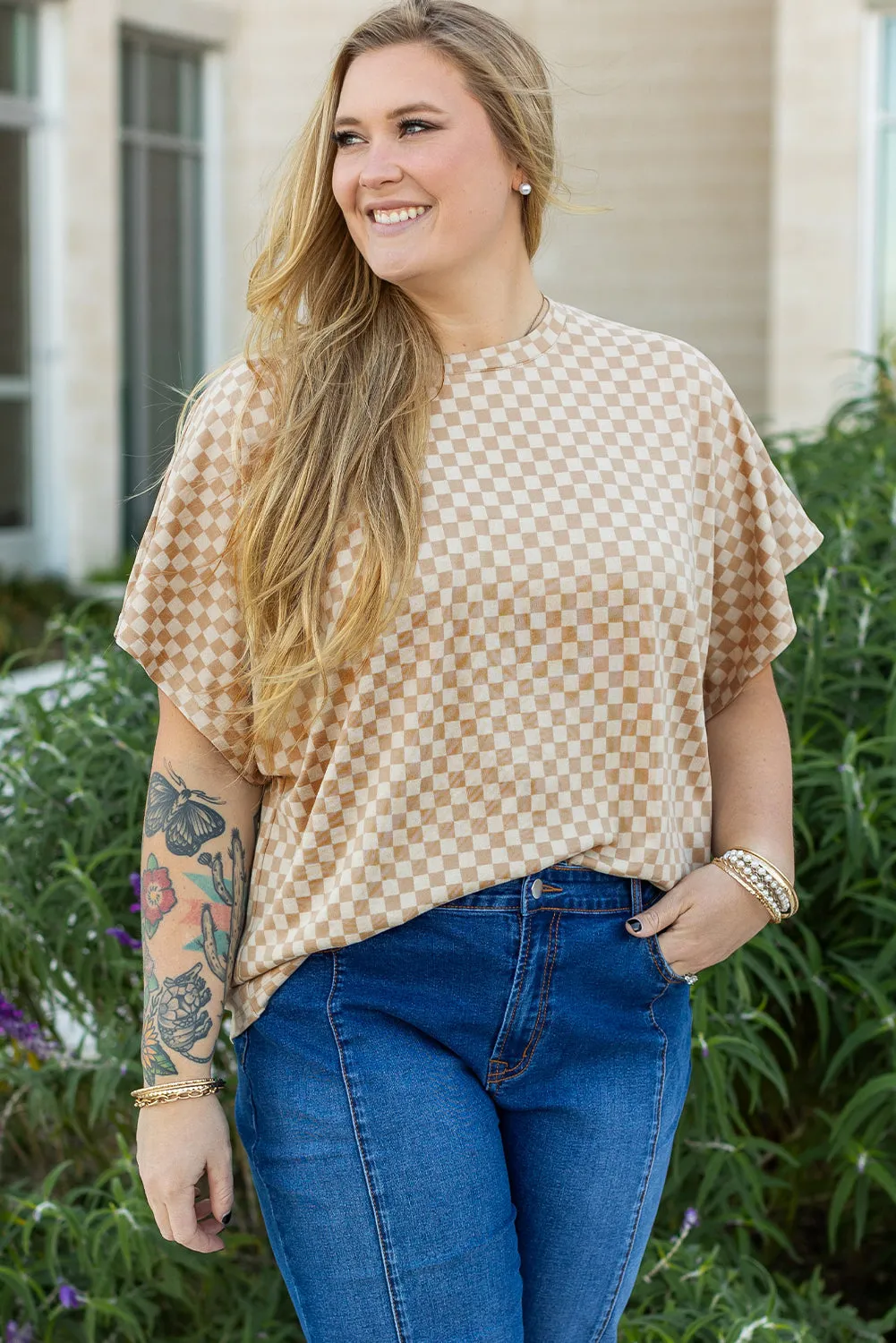 Checkerboard Plus Size T Shirt