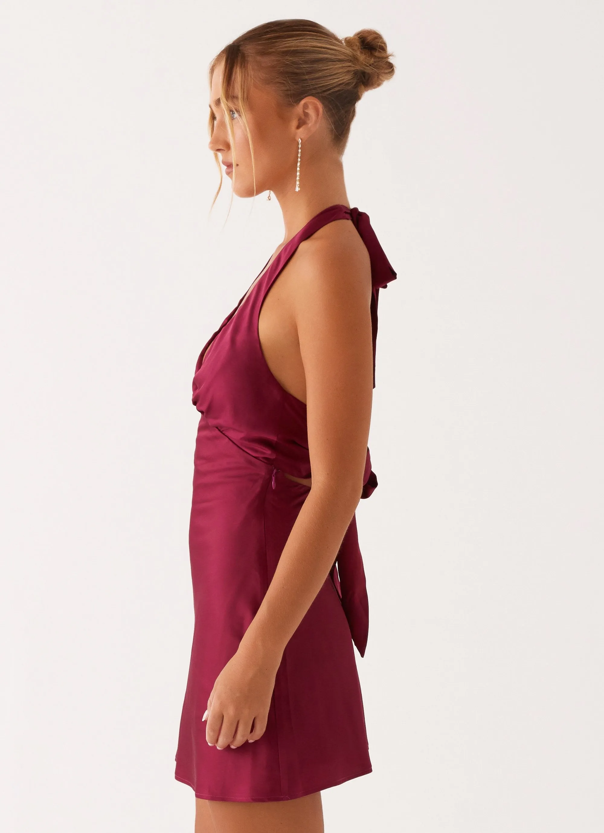 Anti Static Treatment Heavy Hearted Mini Dress - Mulberry