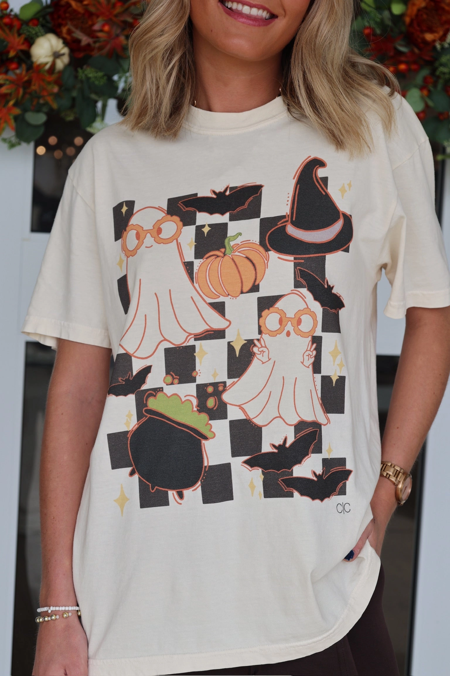 Checkered Ghost Tee EcoFriendlyDye