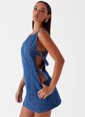 Cherish You Denim Mini Dress - Blue Denim Luxe Fabric