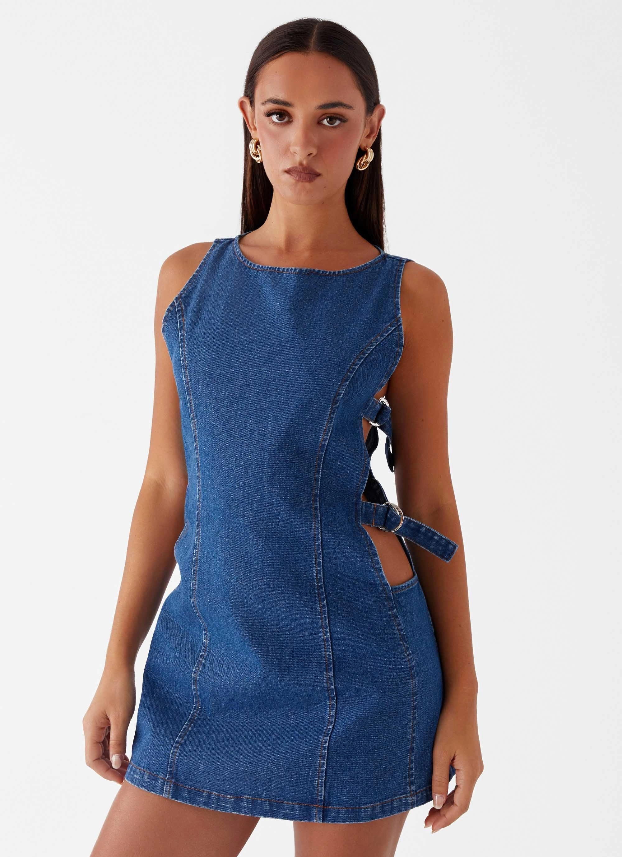 Breath Ease Cherish You Denim Mini Dress - Blue Denim