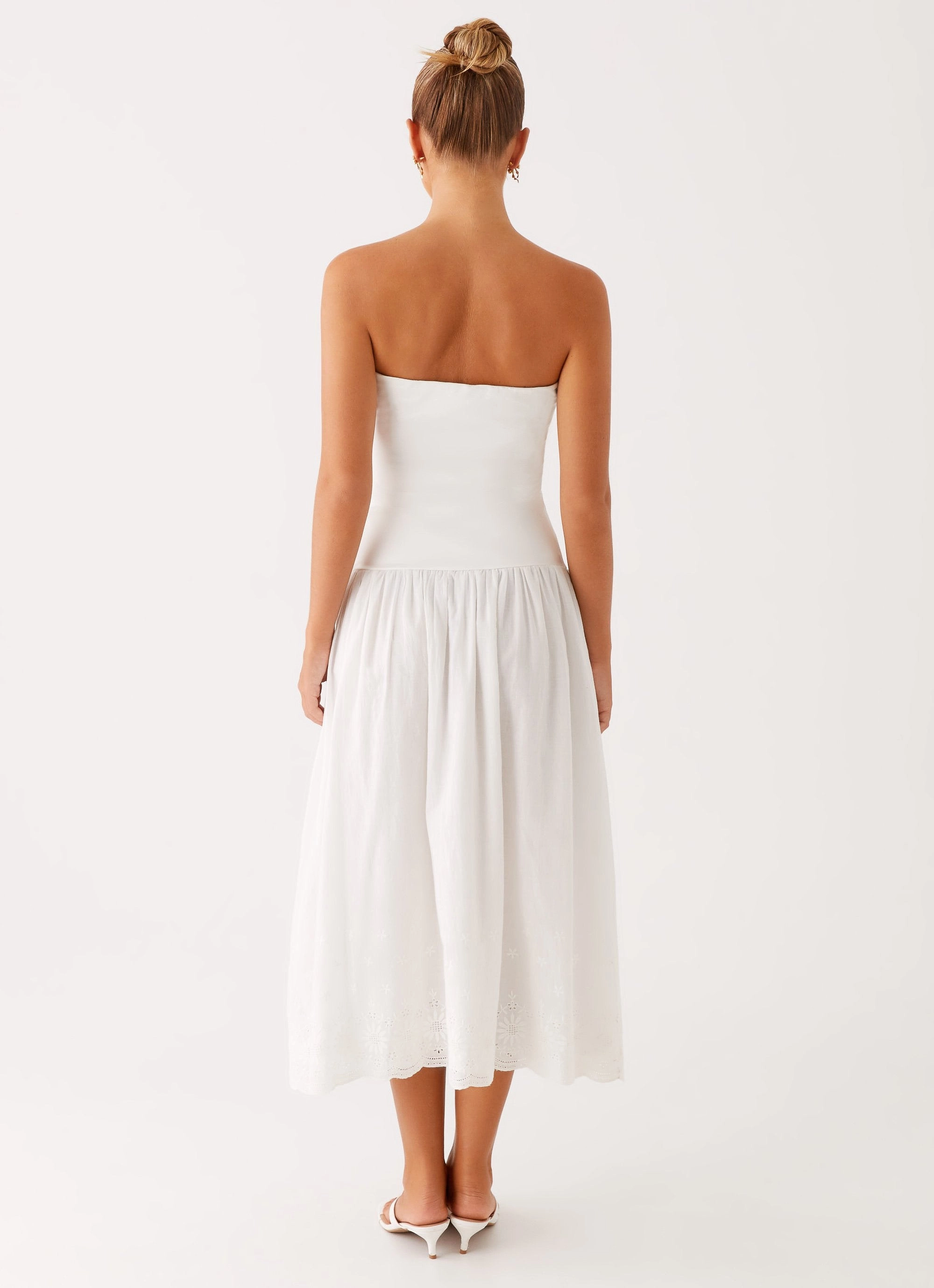 Cherry Skies Midi Dress - White Smart And Comfortable Straight-Cut