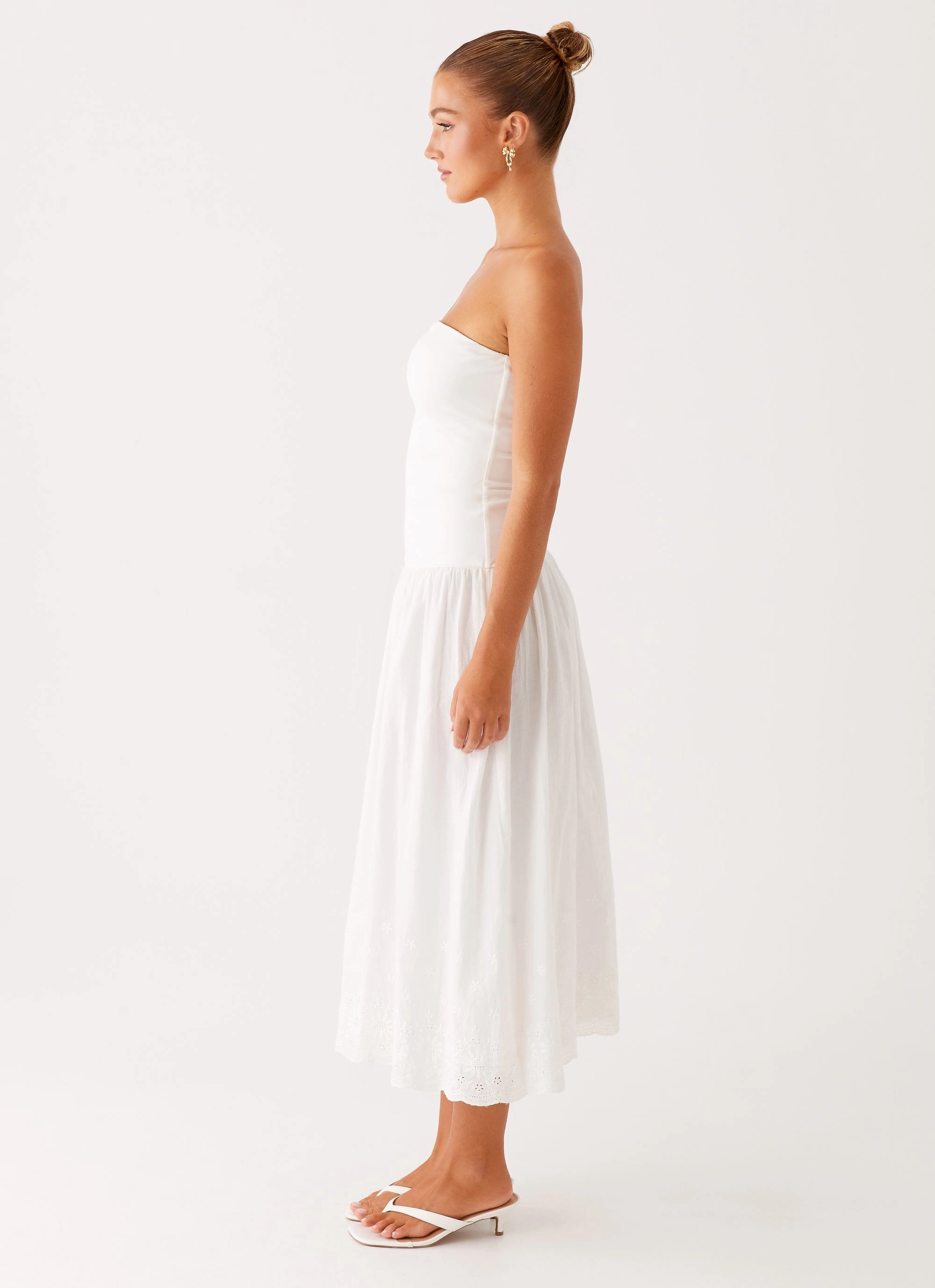 Season Ready Cherry Skies Midi Dress - White